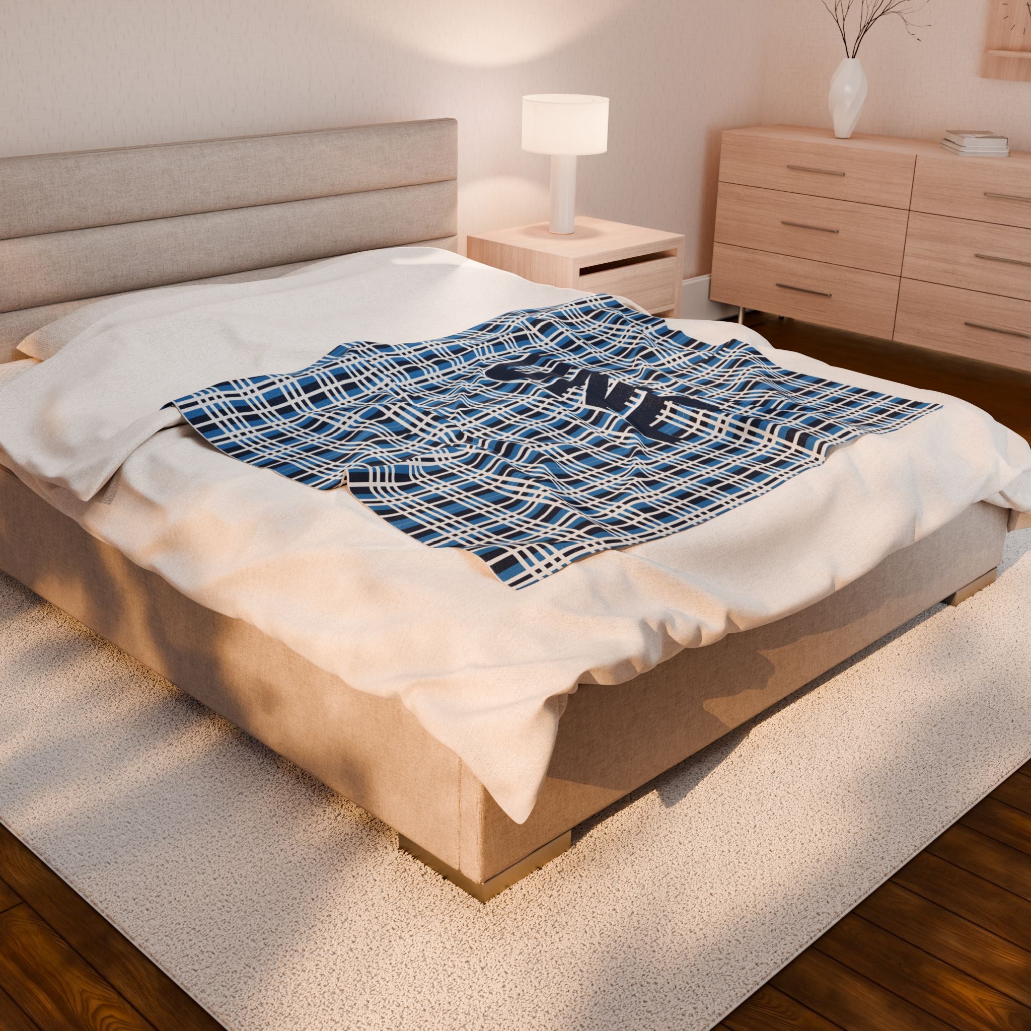Cozy Plaid Velveteen Plush Blanket, Soft Throw Blanket for Home Decor, Gift for College Students, Campfire Blanket, Stylish Warm Cover