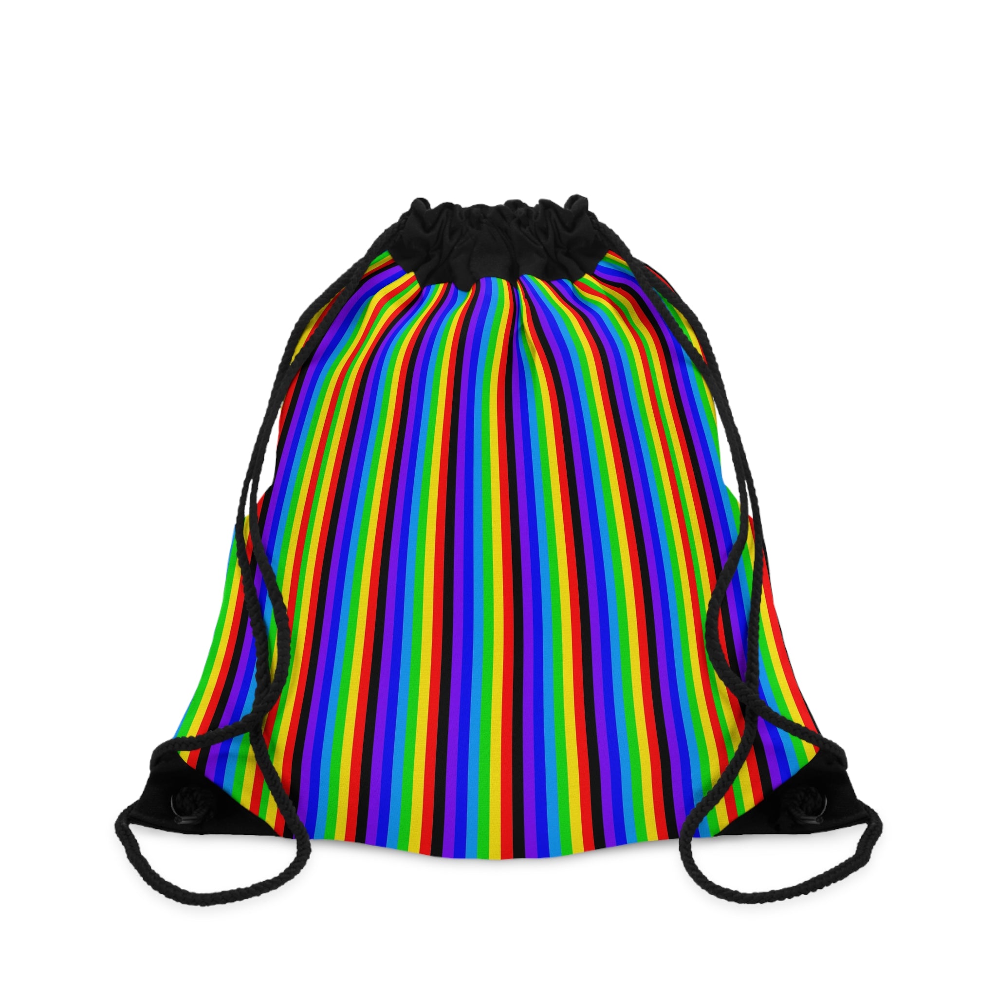 Vibrant Striped Drawstring Bag, Colorful Gym Sack, Fun Tote for Festivals, Travel, Kids, and Everyday Use