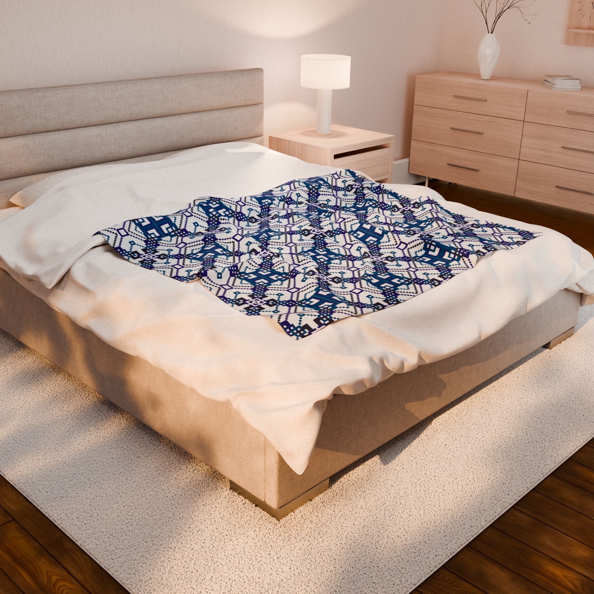 Geometric Pattern Velveteen Plush Blanket, Cozy Home Decor, Gift for Winter, Soft Throw for Sofa, Unique Bedding, Warm Quilt