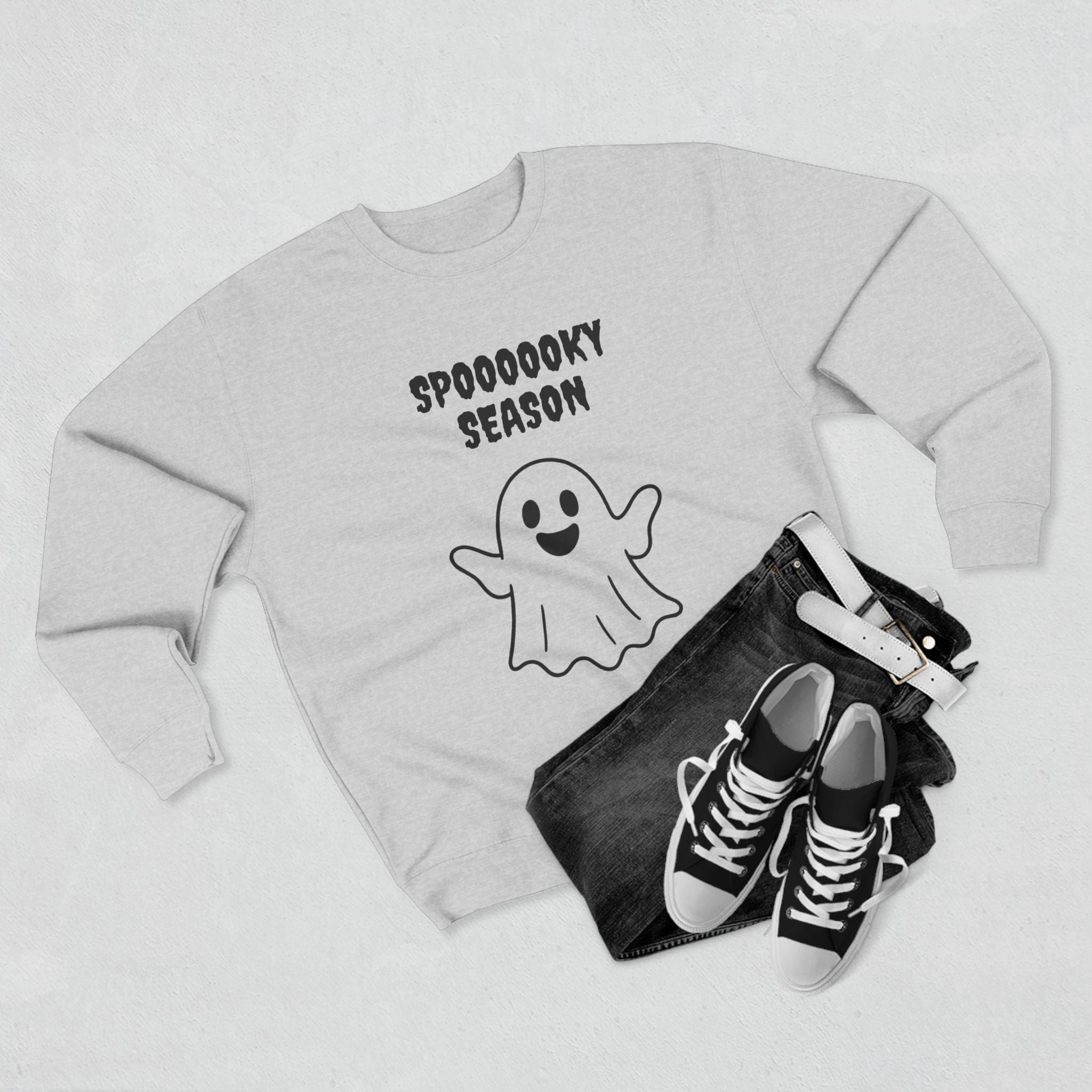 Spooky Season Unisex Crewneck Sweatshirt, Halloween Sweatshirt, Comfortable Fall Apparel, Cozy Ghost Sweater, October Fashion, Trendy [...]