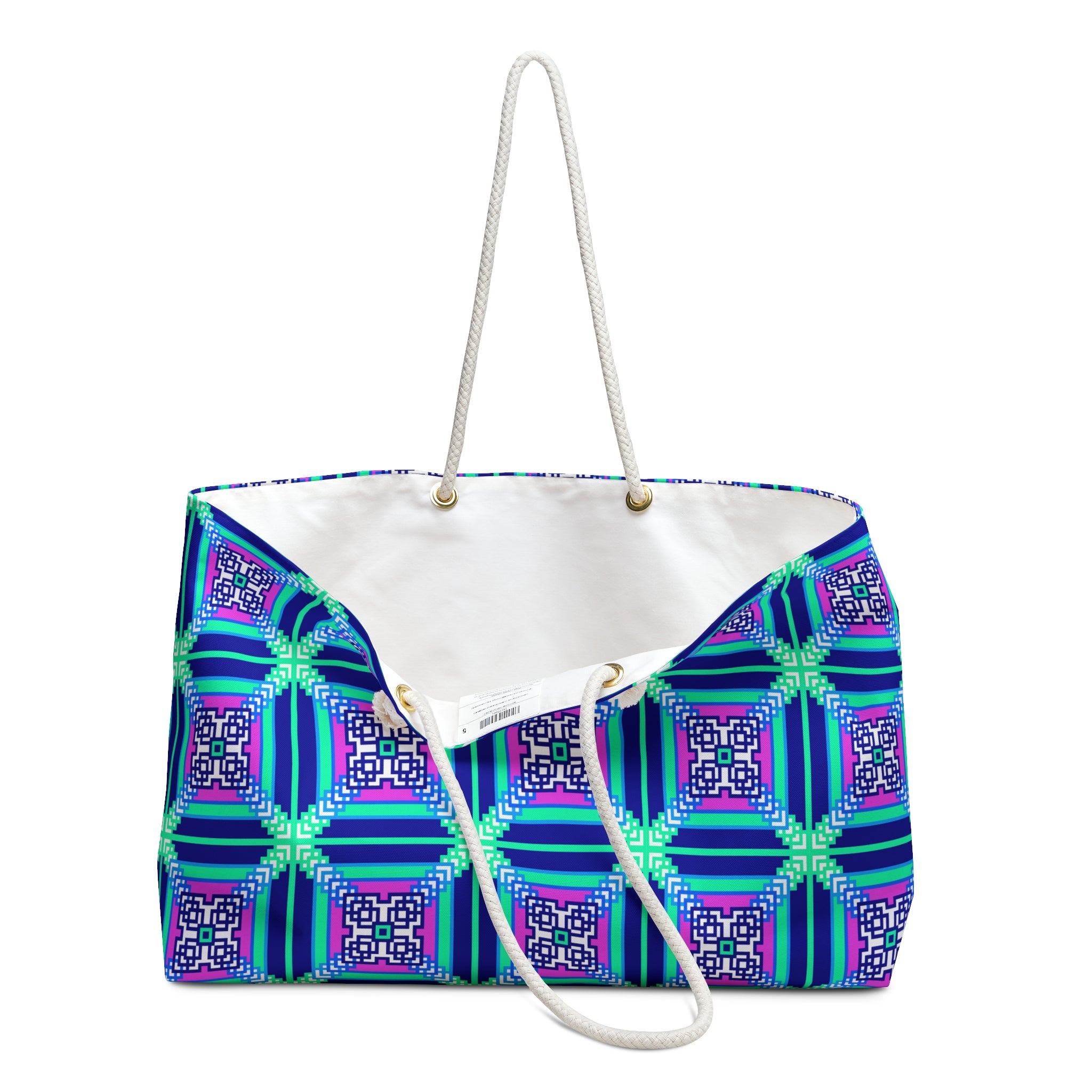 Vibrant Geometric Weekender Bag, Stylish Travel Tote, Beach Bag, Overnight Bag, Patterned Luggage, Gift for Travelers