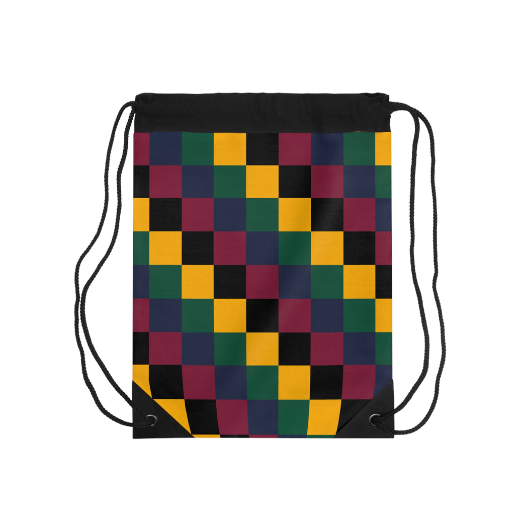 Vibrant Checkerboard Drawstring Bag - Perfect for Gym, School, Eco-Friendly Shopping, Travel, and Casual Outings