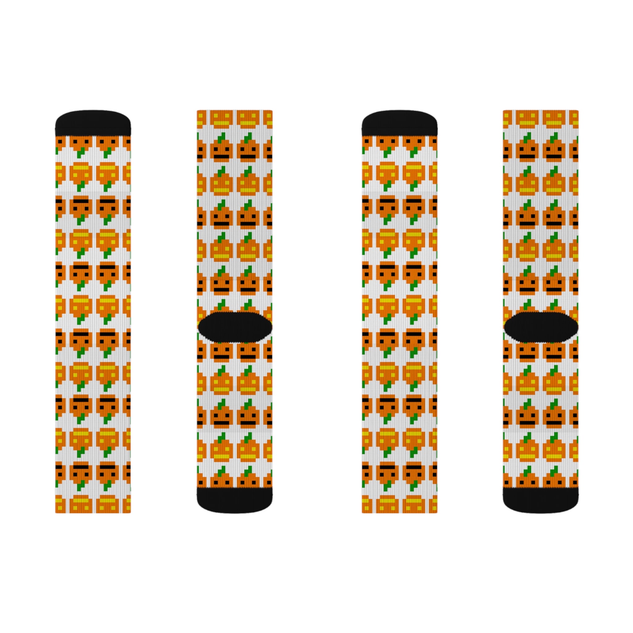 Festive Pumpkin Pattern Socks, Fun Fall Fashion, Gift for Halloween, Cozy Autumn Wear, Sublimation Design Socks