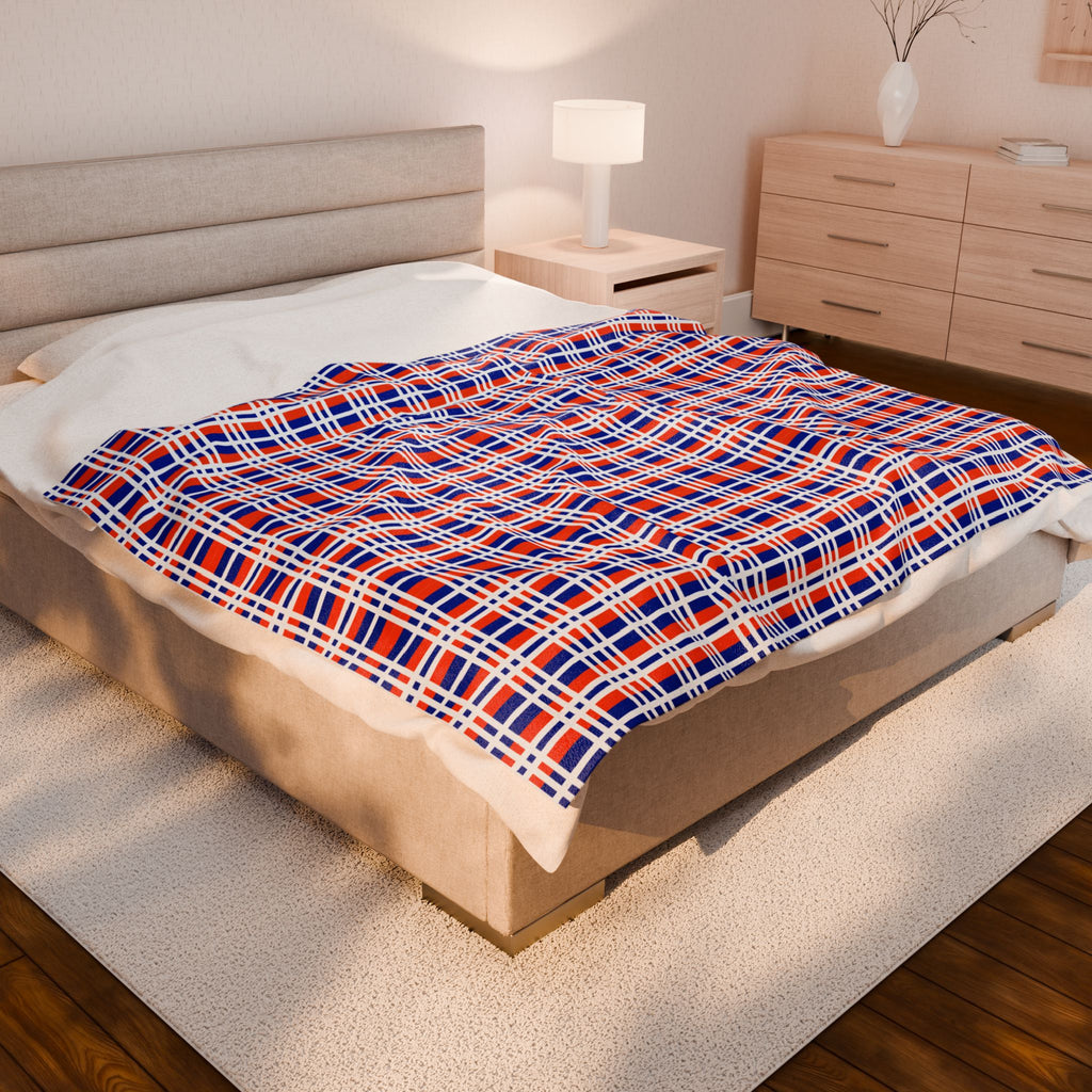 Florida Plaid Velveteen Plush Blanket, Cozy Gift, Soft Throw for Home Decor, Florida State Pride, Perfect for Beach Lovers