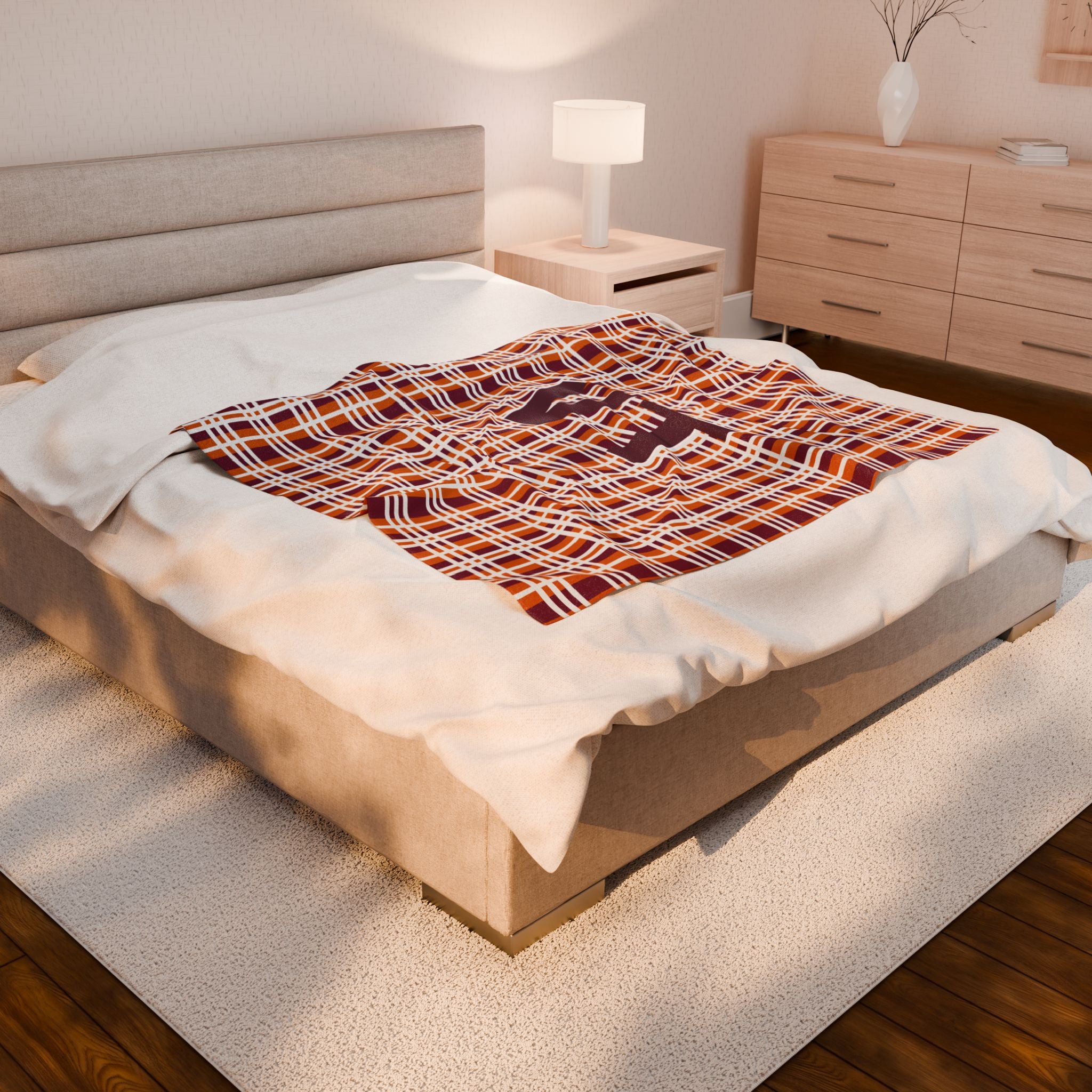 VT Monogram Velveteen Plush Blanket, Cozy Throw for Home, Personalized Gift for Graduates, Snuggle Up for Winter