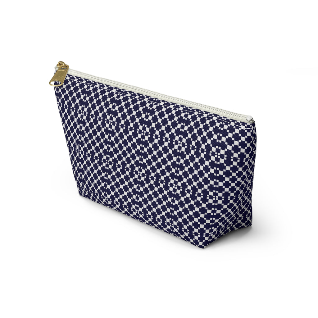 Navy Patterned Accessory Pouch, Makeup Bag, Toiletry Organizer, Gift for Her, Travel Essentials, Stylish Storage