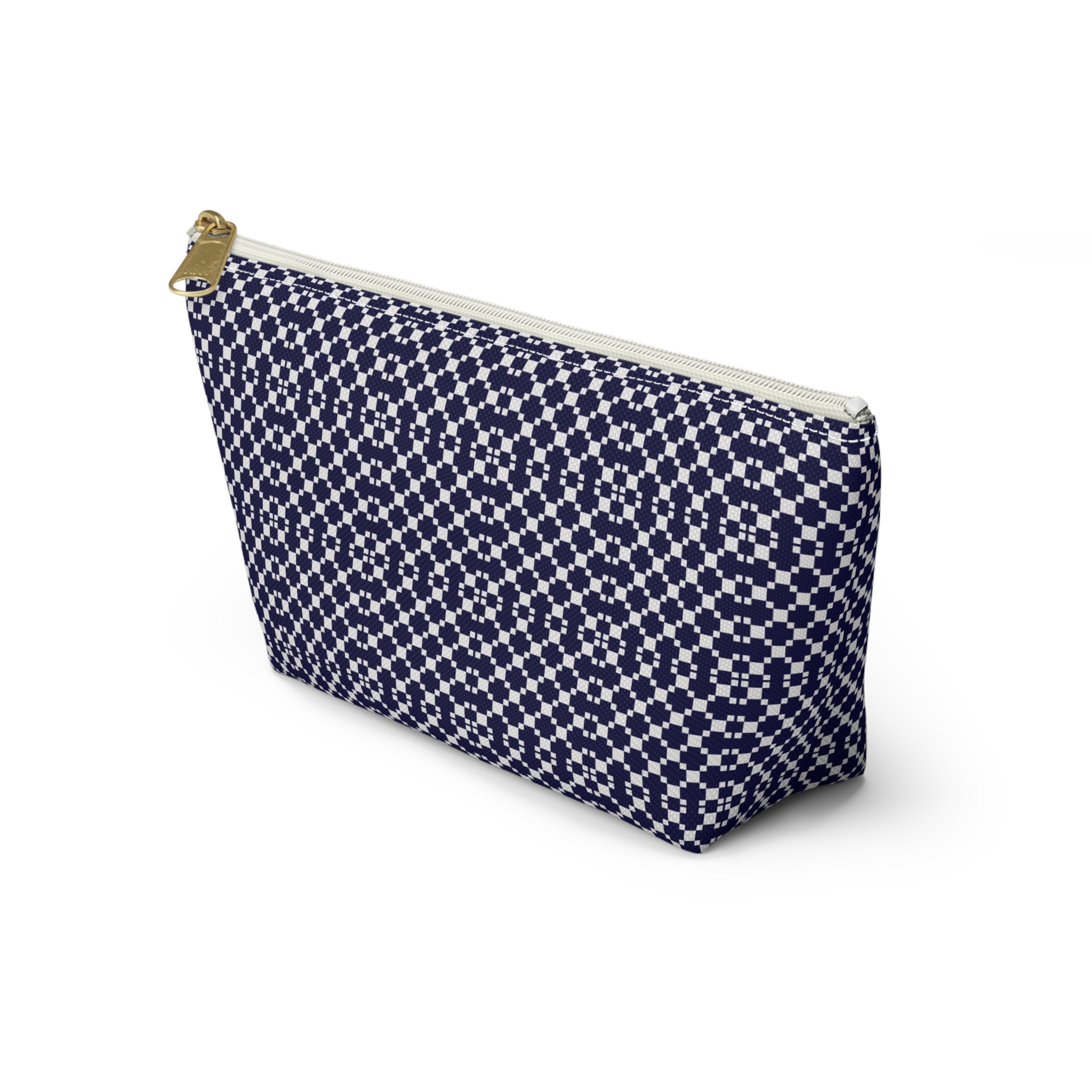 Navy Patterned Accessory Pouch, Makeup Bag, Toiletry Organizer, Gift for Her, Travel Essentials, Stylish Storage
