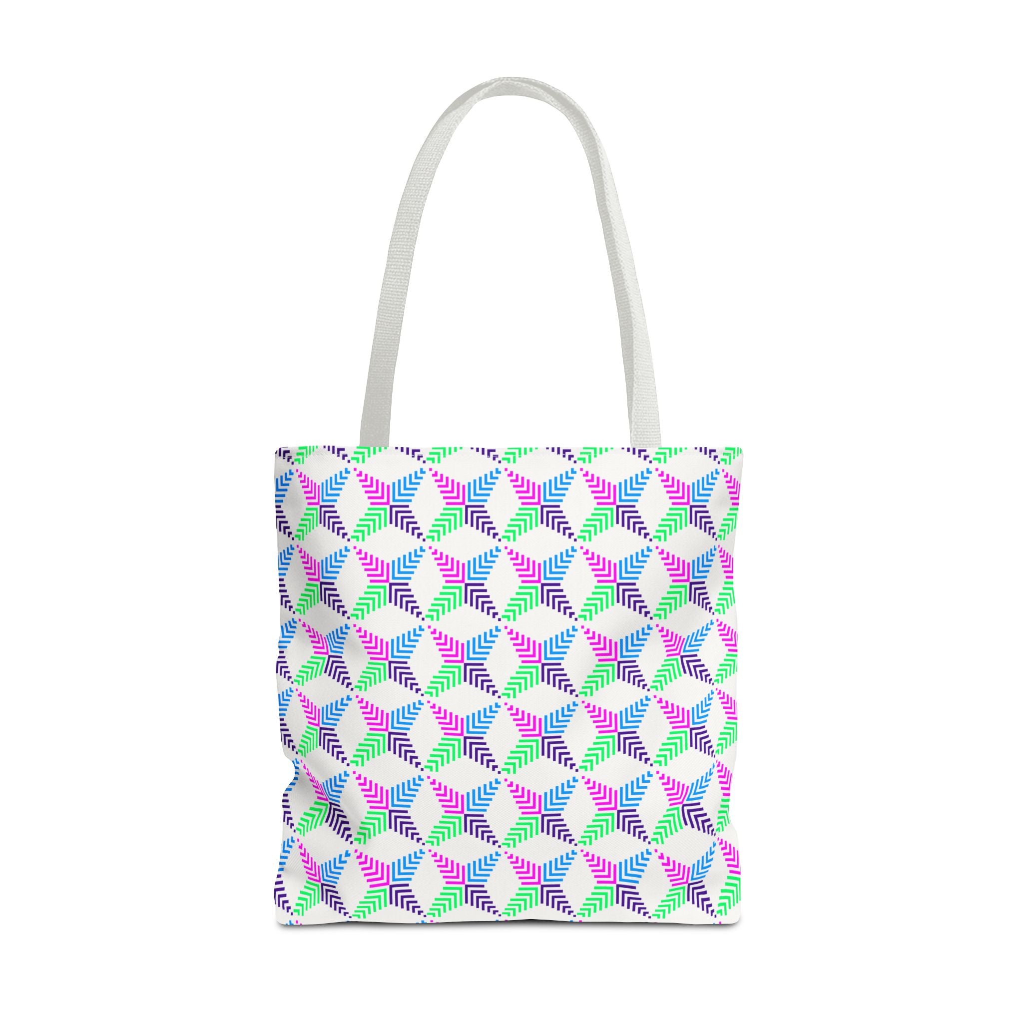 Colorful Geometric Tote Bag, AOP Canvas Shopper, Trendy Beach Bag for Shopping, Eco-Friendly Gift, Stylish Everyday Carry
