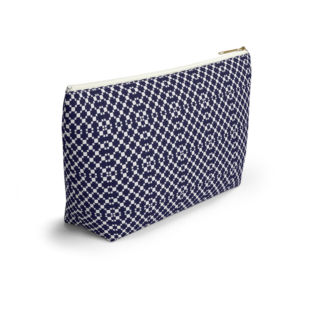 Navy Patterned Accessory Pouch, Makeup Bag, Toiletry Organizer, Gift for Her, Travel Essentials, Stylish Storage