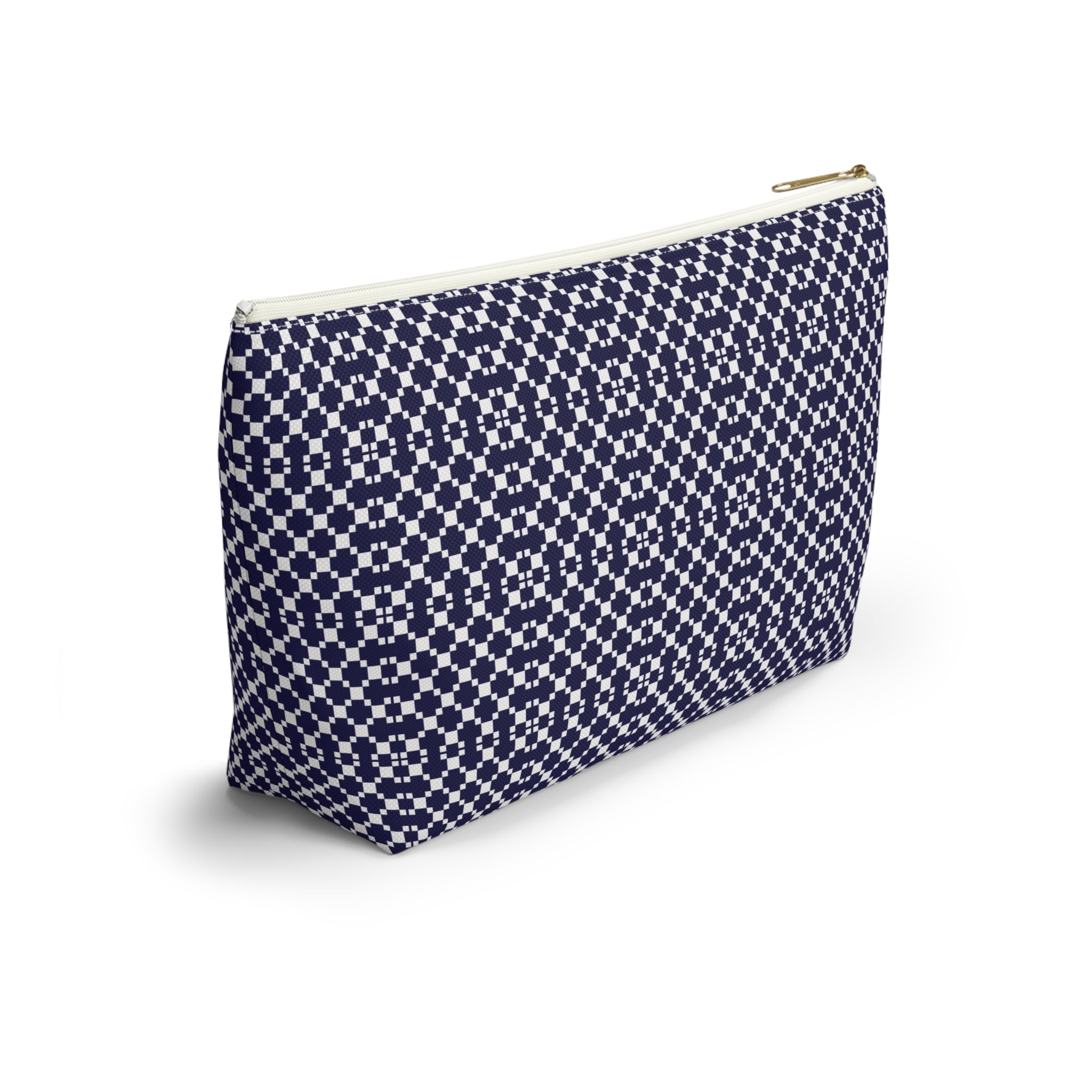 Navy Patterned Accessory Pouch, Makeup Bag, Toiletry Organizer, Gift for Her, Travel Essentials, Stylish Storage