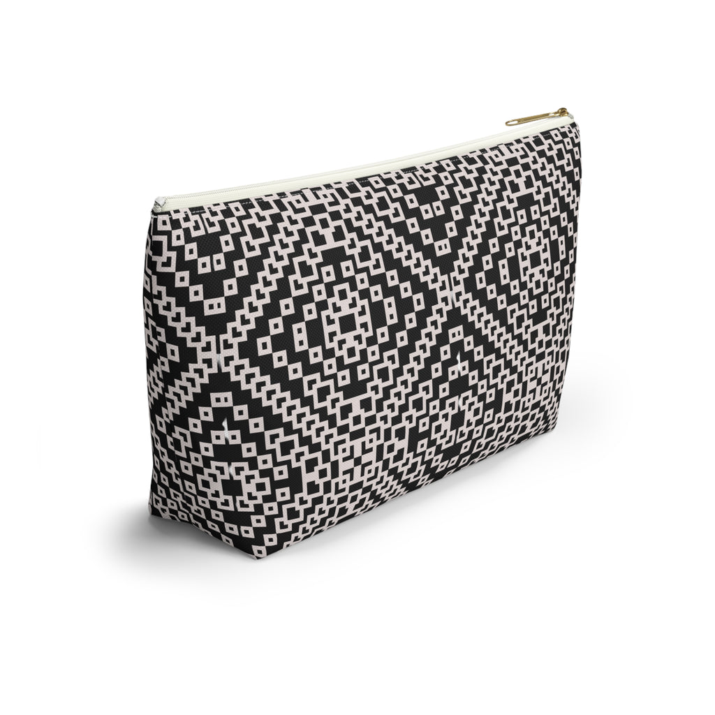 Stylish Geometric Accessory Pouch | Makeup Bag, Travel Organizer, Gift for Her, Chic Storage, Black and White Clutch