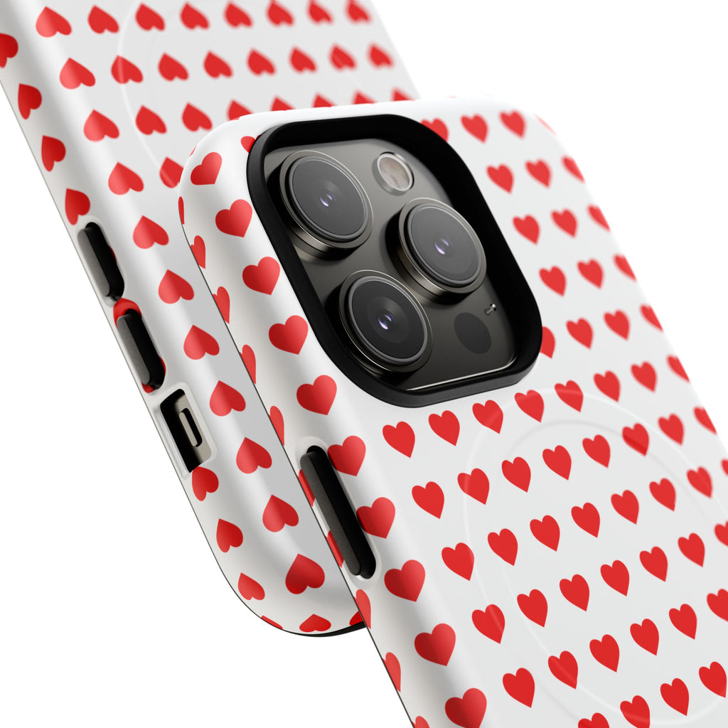 Heart Pattern Phone Case, Tough Magnetic Case, Cute Phone Cover, Valentine Gift, Stylish Accessory