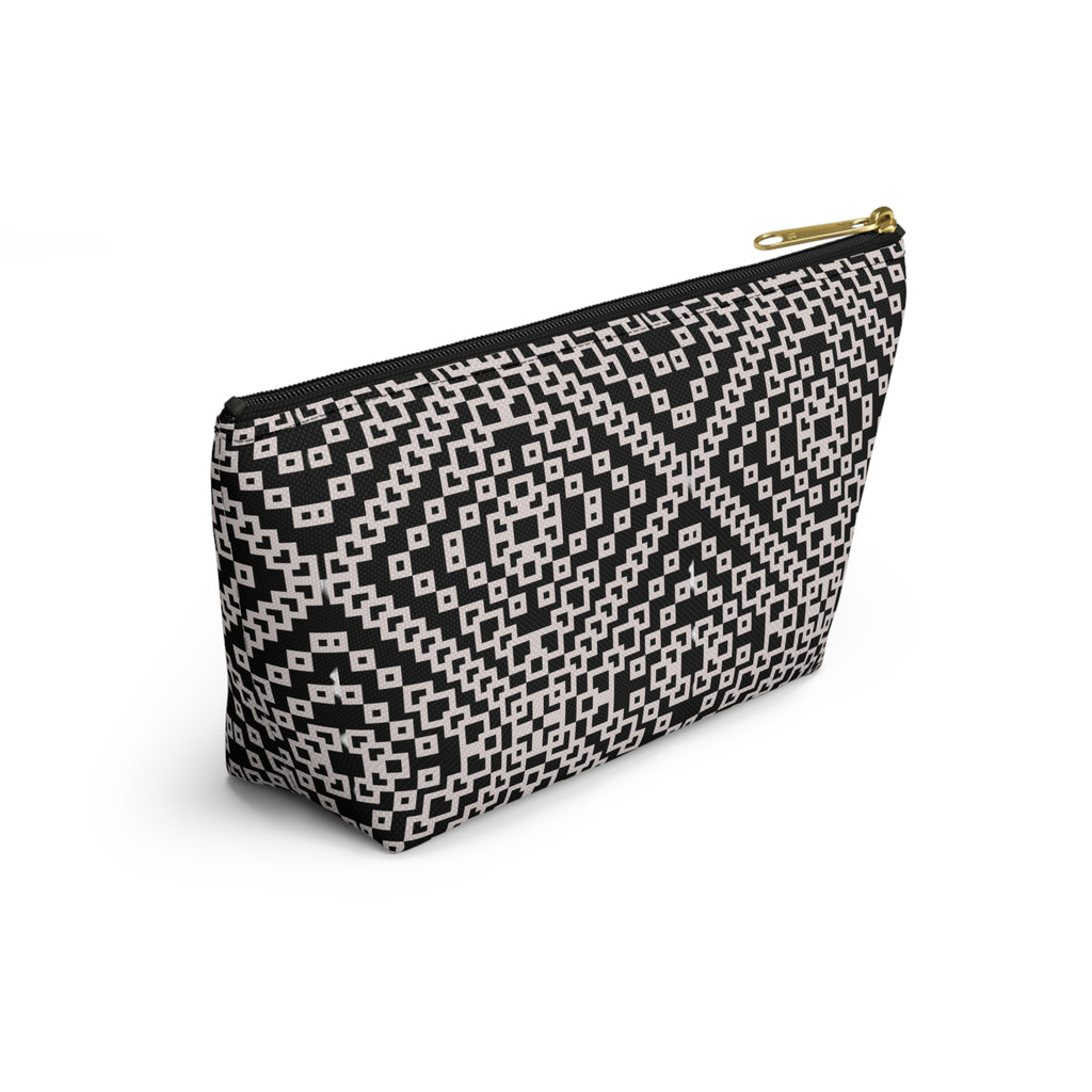 Stylish Geometric Accessory Pouch | Makeup Bag, Travel Organizer, Gift for Her, Chic Storage, Black and White Clutch