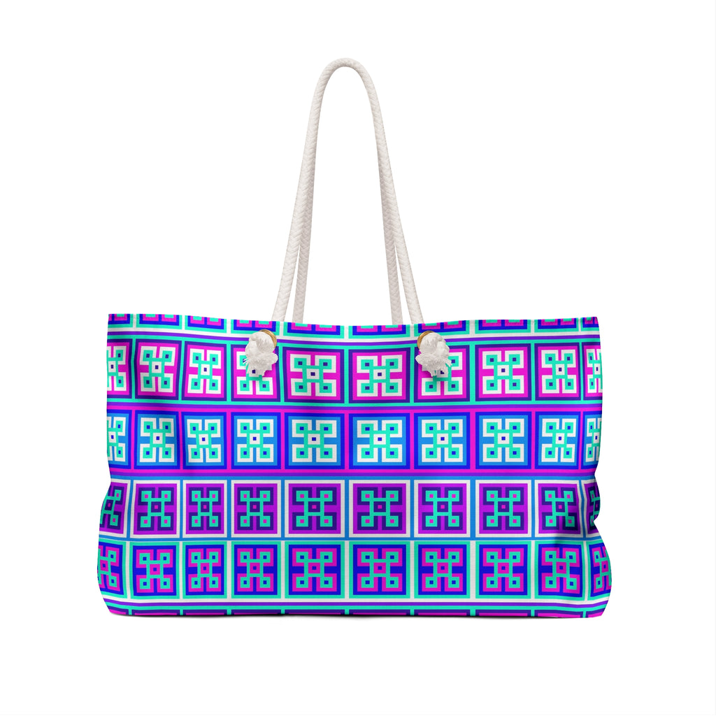 Colorful Geometric Weekender Bag, Travel Bag, Beach Tote, Gym Bag, Overnight Bag, Gift Idea for Vacations