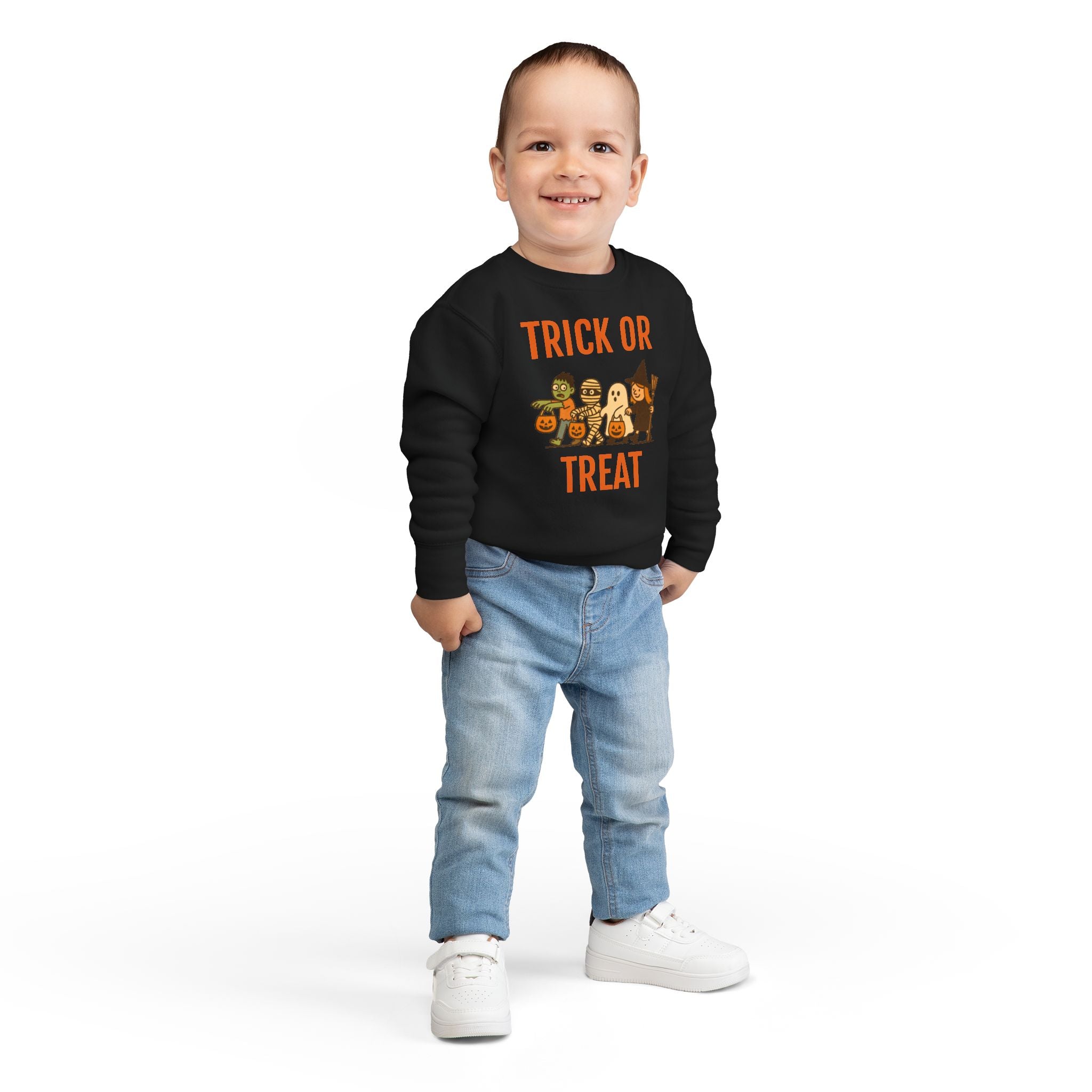 Toddler Halloween Sweatshirt, Trick or Treat Kids Pullover, Cute Funny Sweatshirt for Halloween, Toddler Costume, Fall Celebration Wear