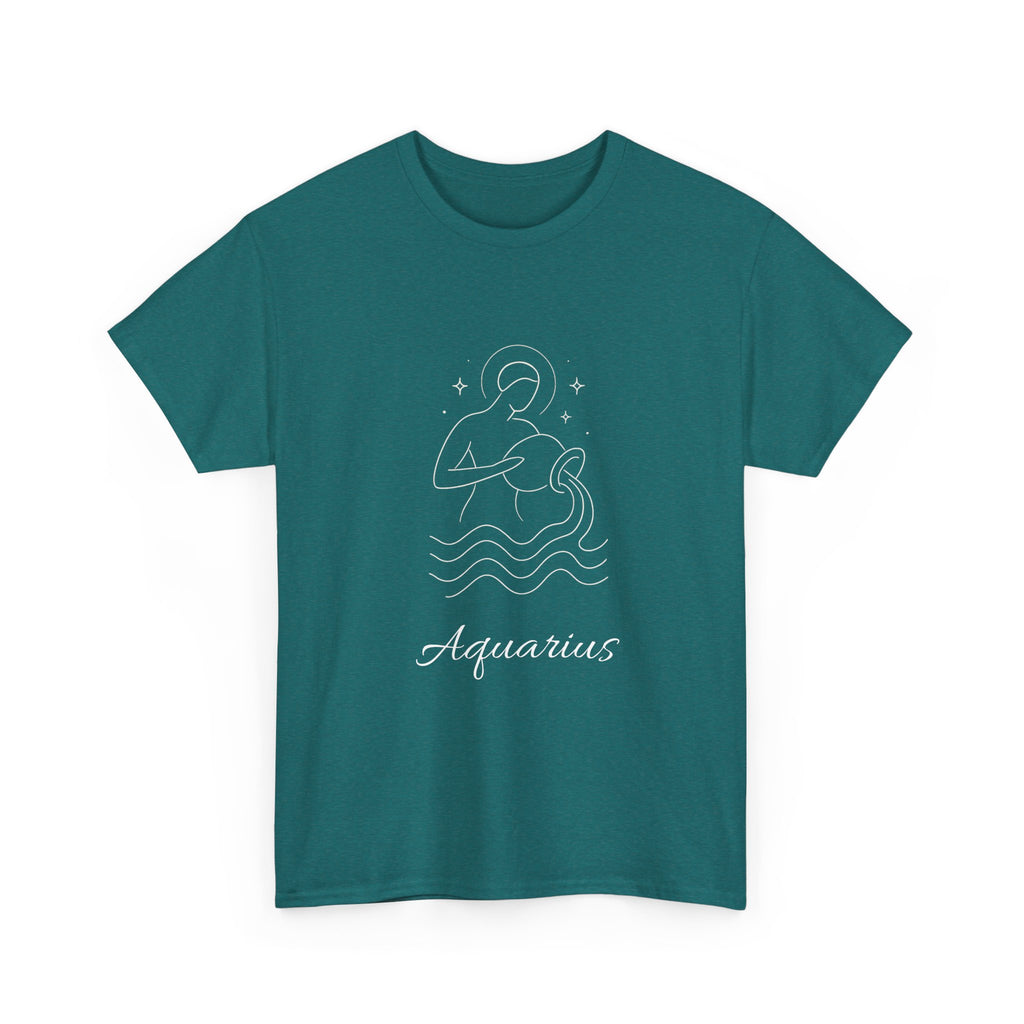 Aquarius Unisex Heavy Cotton Tee, Astrology Shirt, Zodiac Tee, Birthday Gift, Horoscope Apparel, Casual Wear