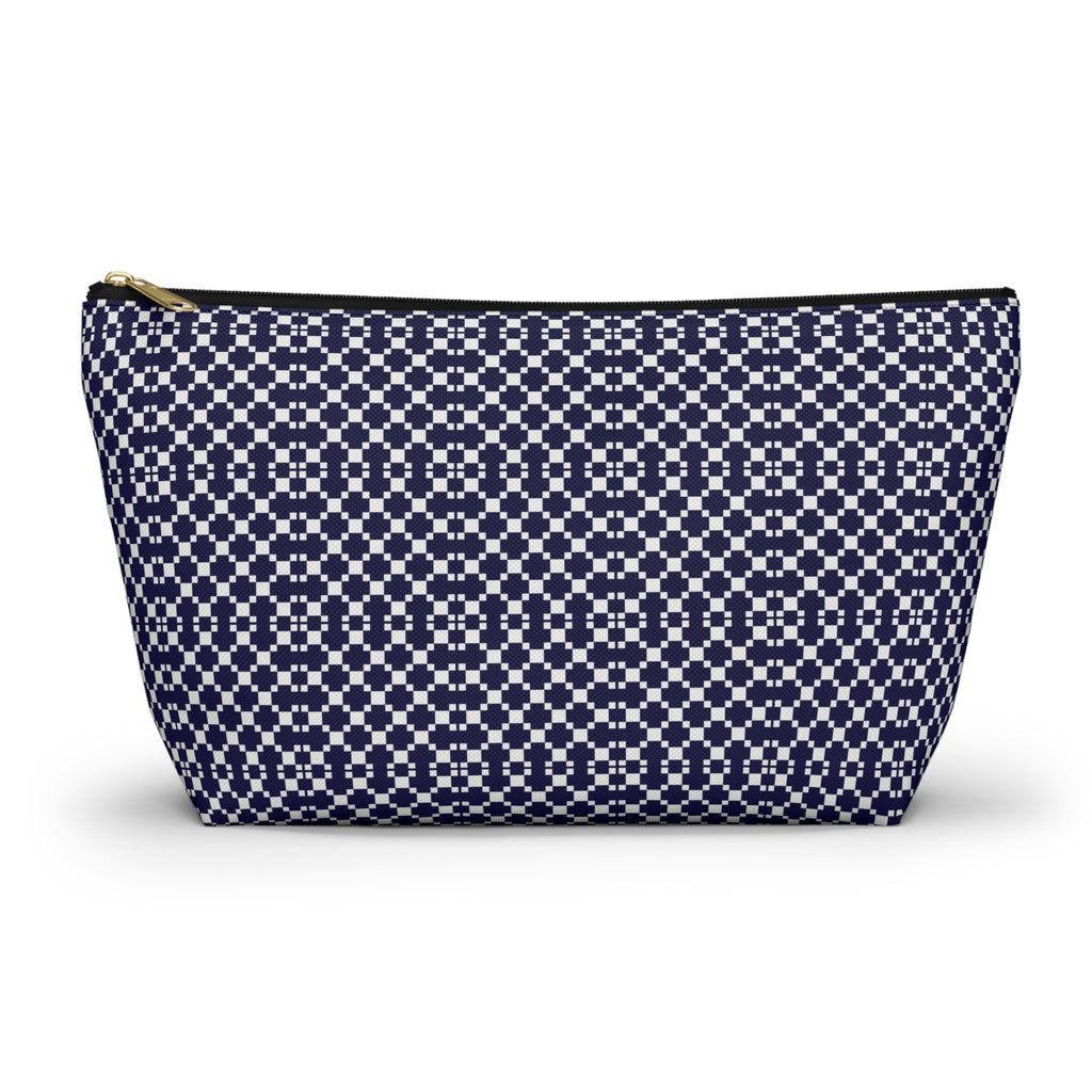 Navy Patterned Accessory Pouch, Makeup Bag, Toiletry Organizer, Gift for Her, Travel Essentials, Stylish Storage