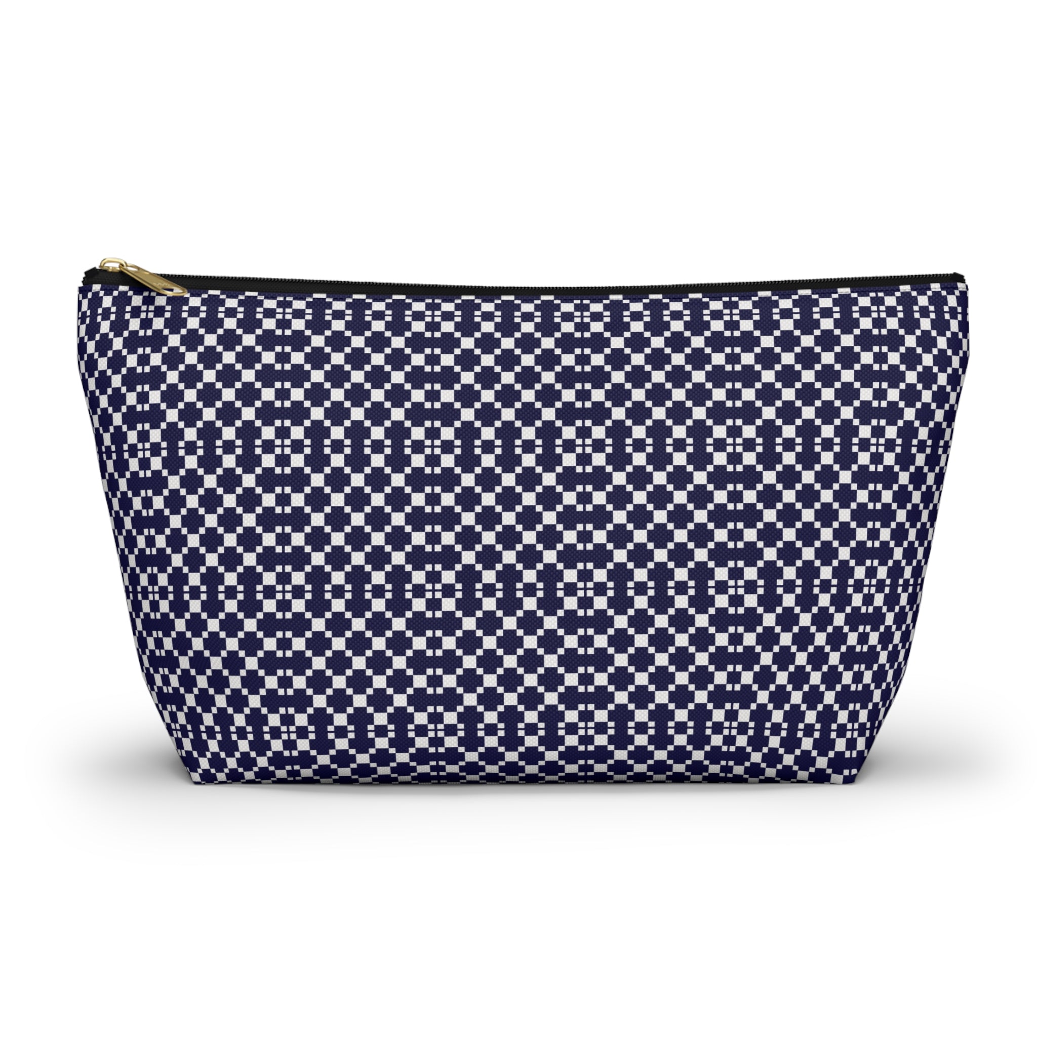 Navy Patterned Accessory Pouch, Makeup Bag, Toiletry Organizer, Gift for Her, Travel Essentials, Stylish Storage