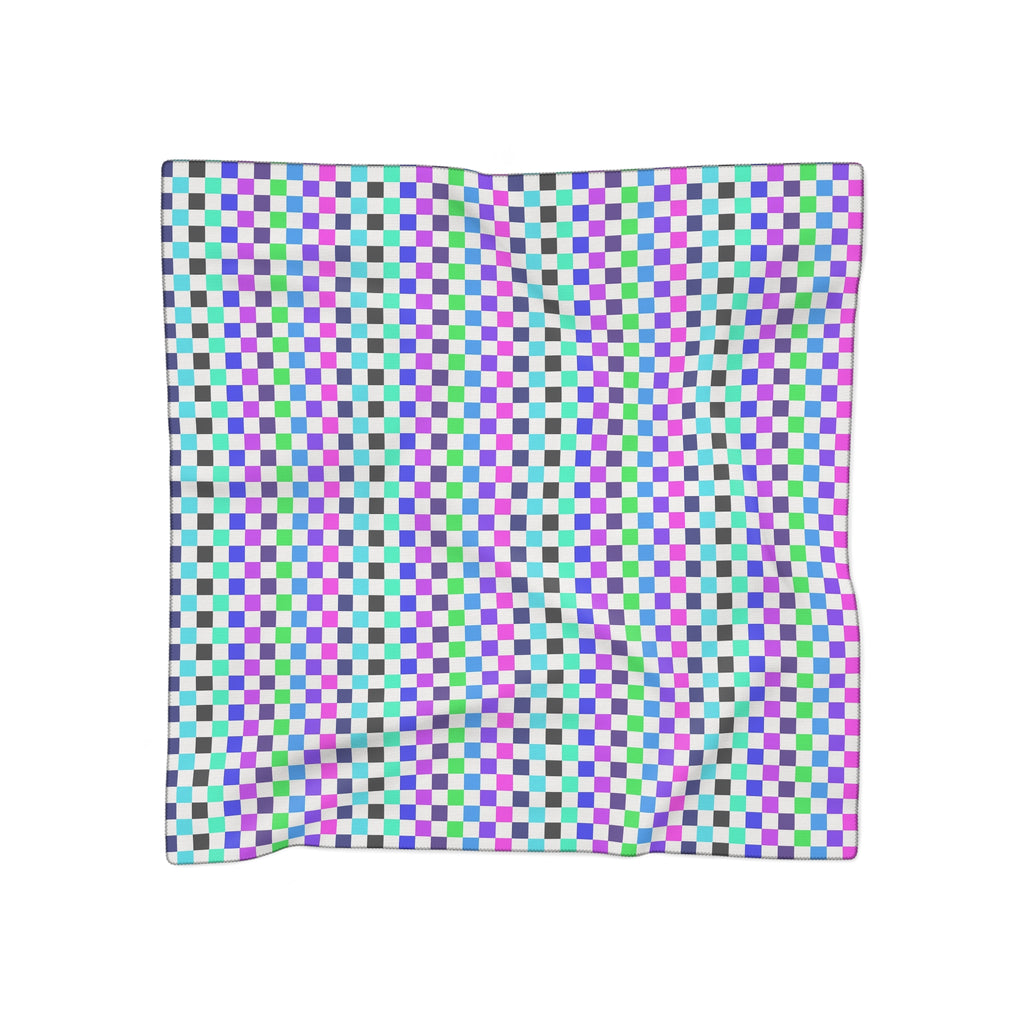 Vibrant Checkerboard Poly Scarf | Colorful Fashion Accessory, Versatile Gift, Trendy Wrap, Everyday Style, Layering Essential