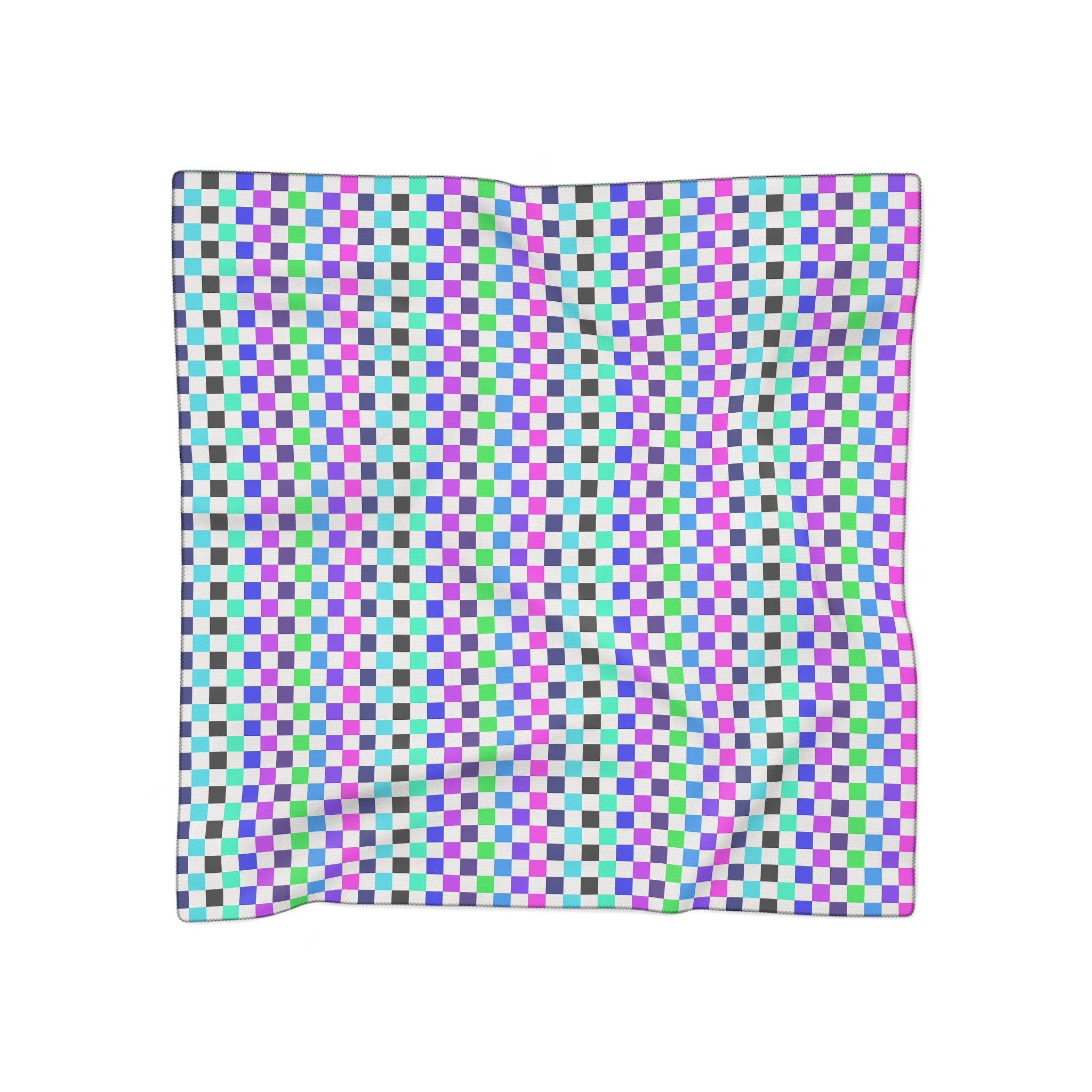 Vibrant Checkerboard Poly Scarf | Colorful Fashion Accessory, Versatile Gift, Trendy Wrap, Everyday Style, Layering Essential