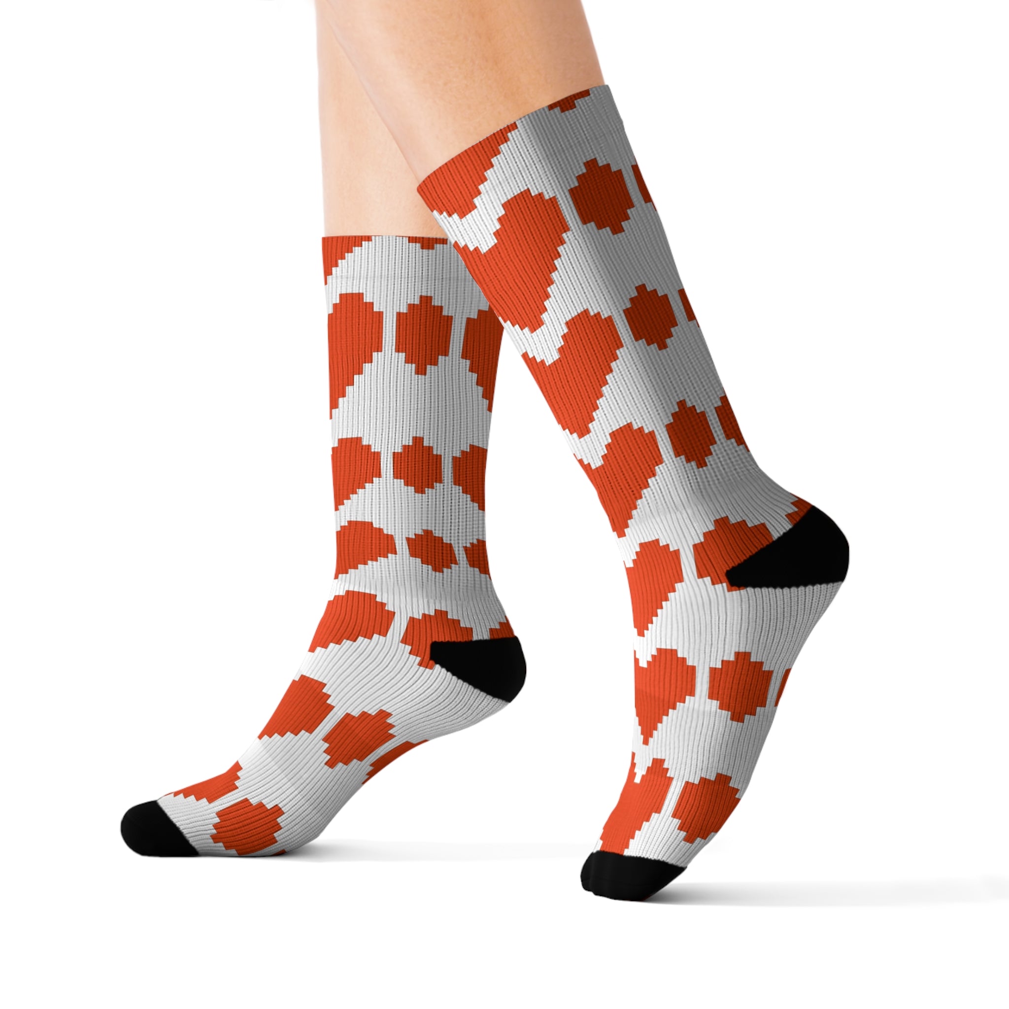 Heart Pattern Sublimation Socks - Fun Gift for Loved Ones, Cozy Footwear for Valentine's Day, Cute Casual Wear, Unique Accessories