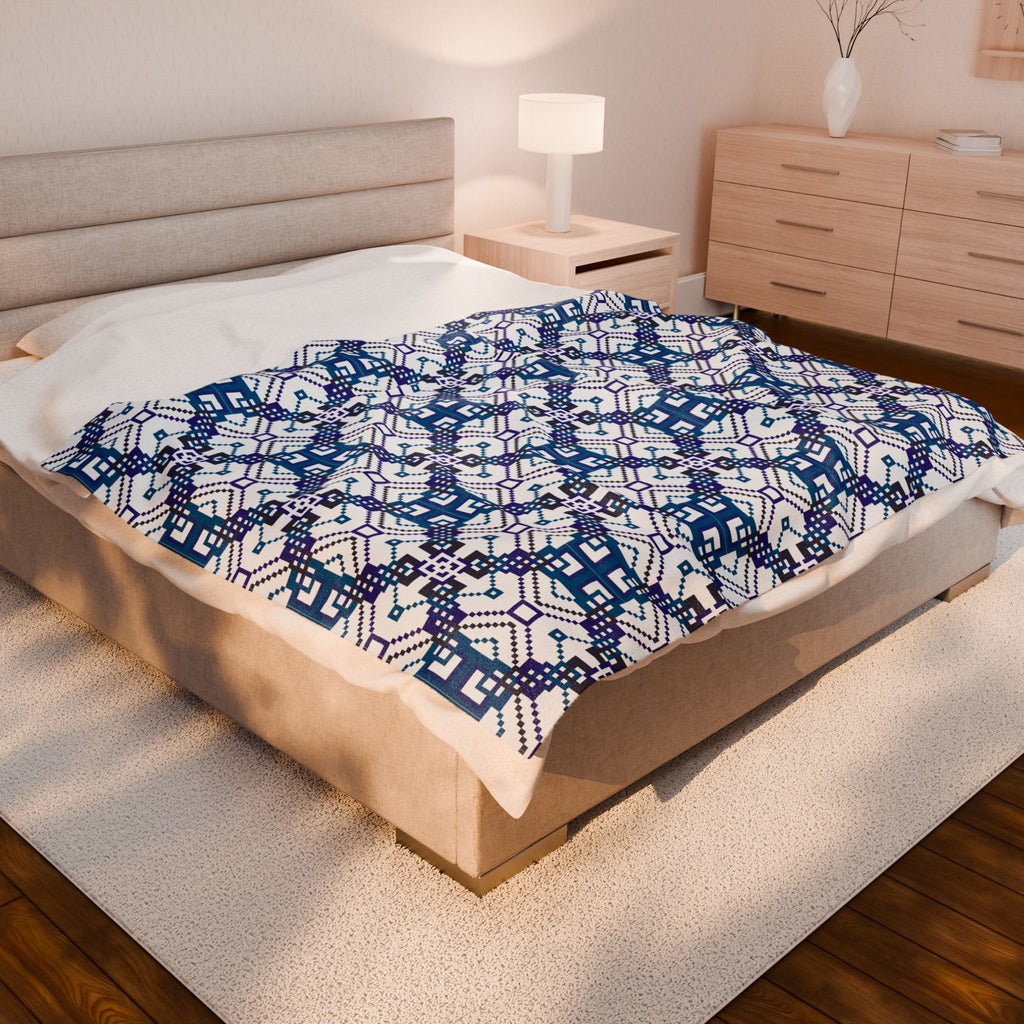 Geometric Pattern Velveteen Plush Blanket, Cozy Home Decor, Gift for Winter, Soft Throw for Sofa, Unique Bedding, Warm Quilt