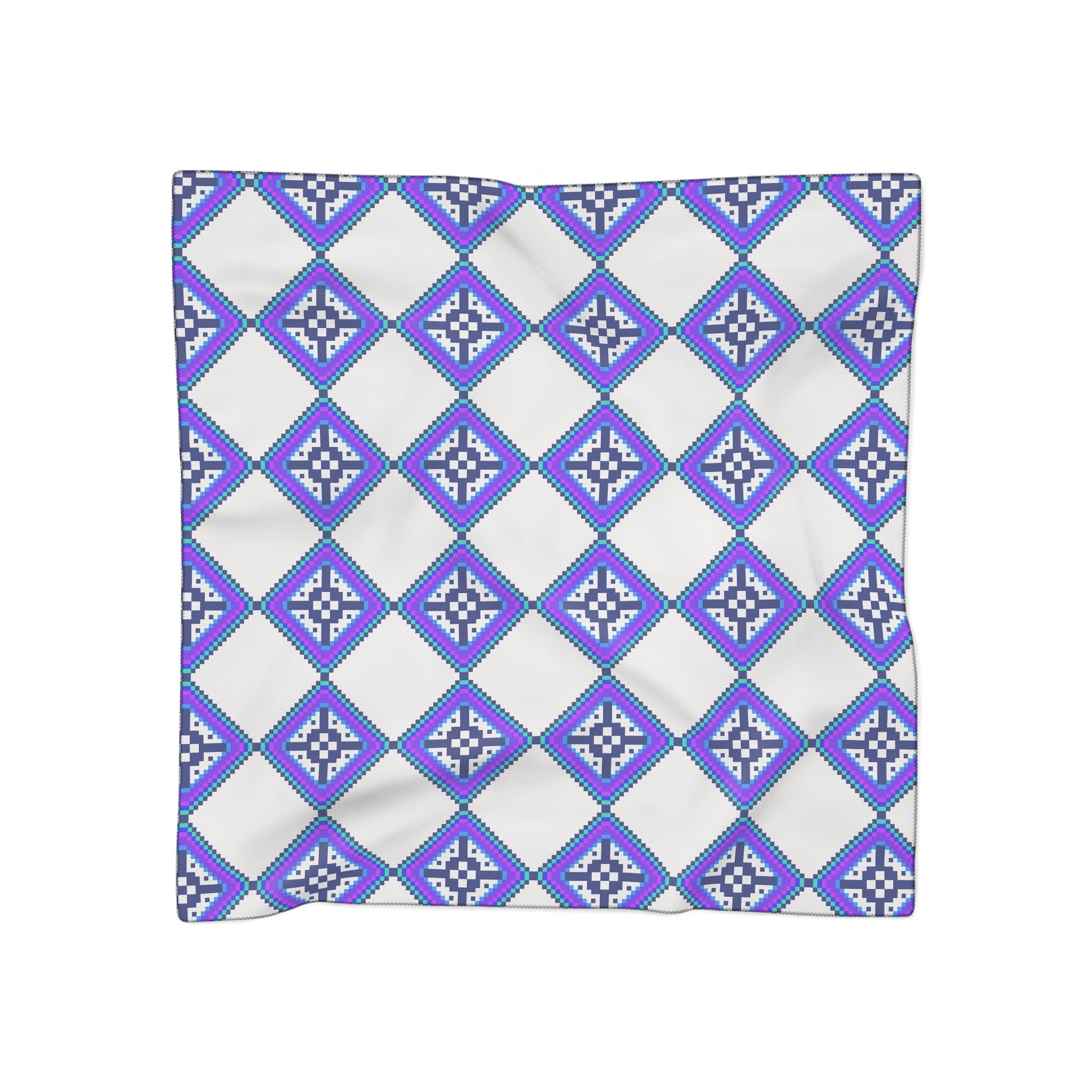 Colorful Geometric Poly Scarf, Lightweight Fashion Accessory, Gift for Her, Trendy Neck Wrap, Summer Style Statement