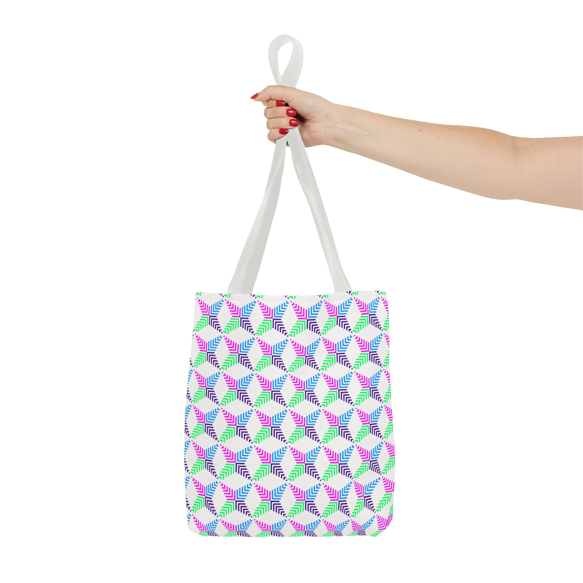Colorful Geometric Tote Bag, AOP Canvas Shopper, Trendy Beach Bag for Shopping, Eco-Friendly Gift, Stylish Everyday Carry