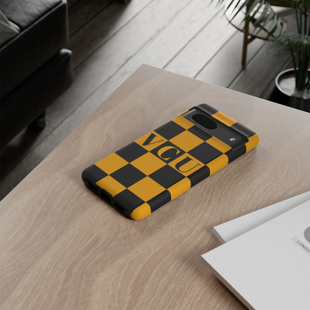 VCU Checkered Phone Case, Tough Cases for VCU Fans, College Student Gear, Sports Team Accessory, Unique Gift Idea