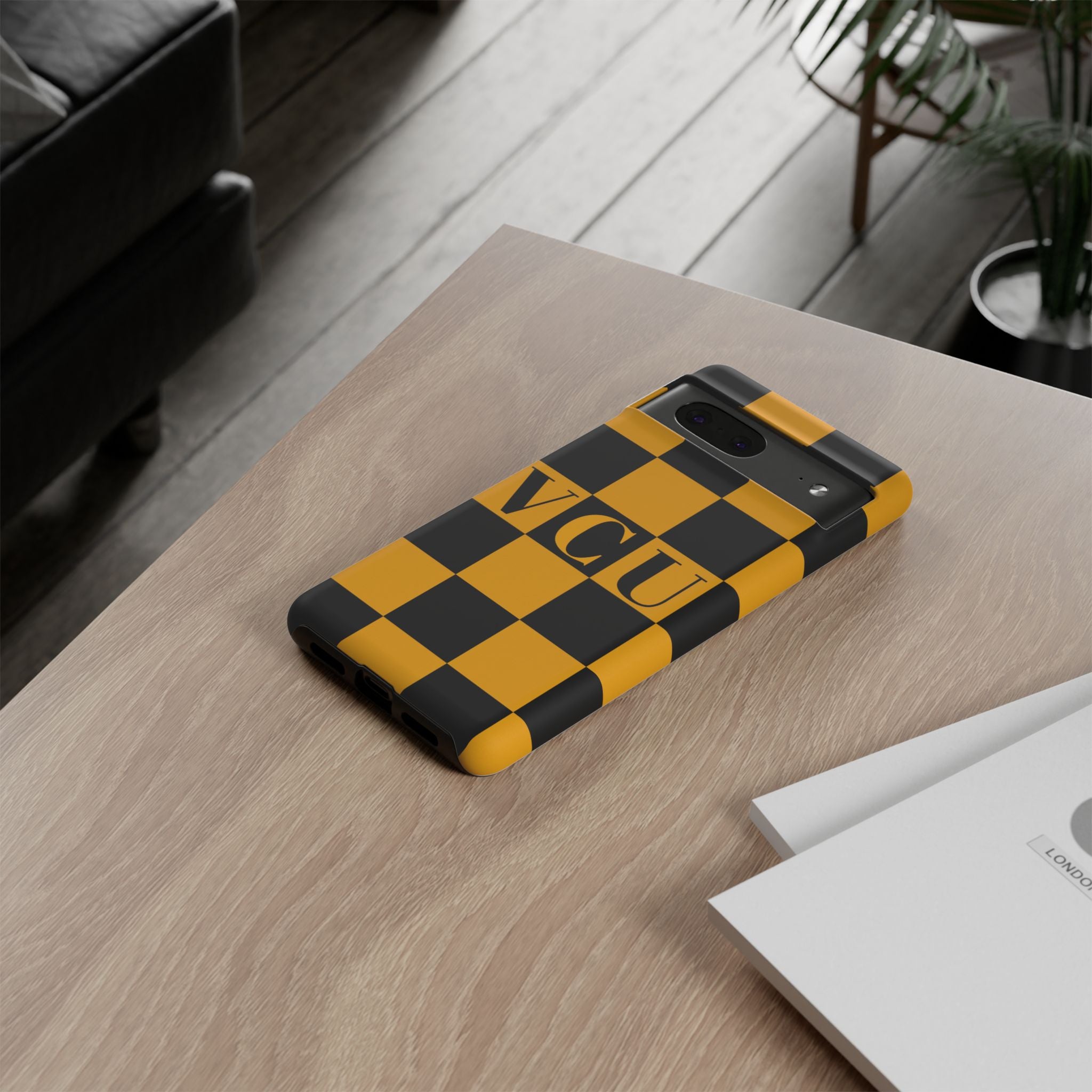 VCU Checkered Phone Case, Tough Cases for VCU Fans, College Student Gear, Sports Team Accessory, Unique Gift Idea