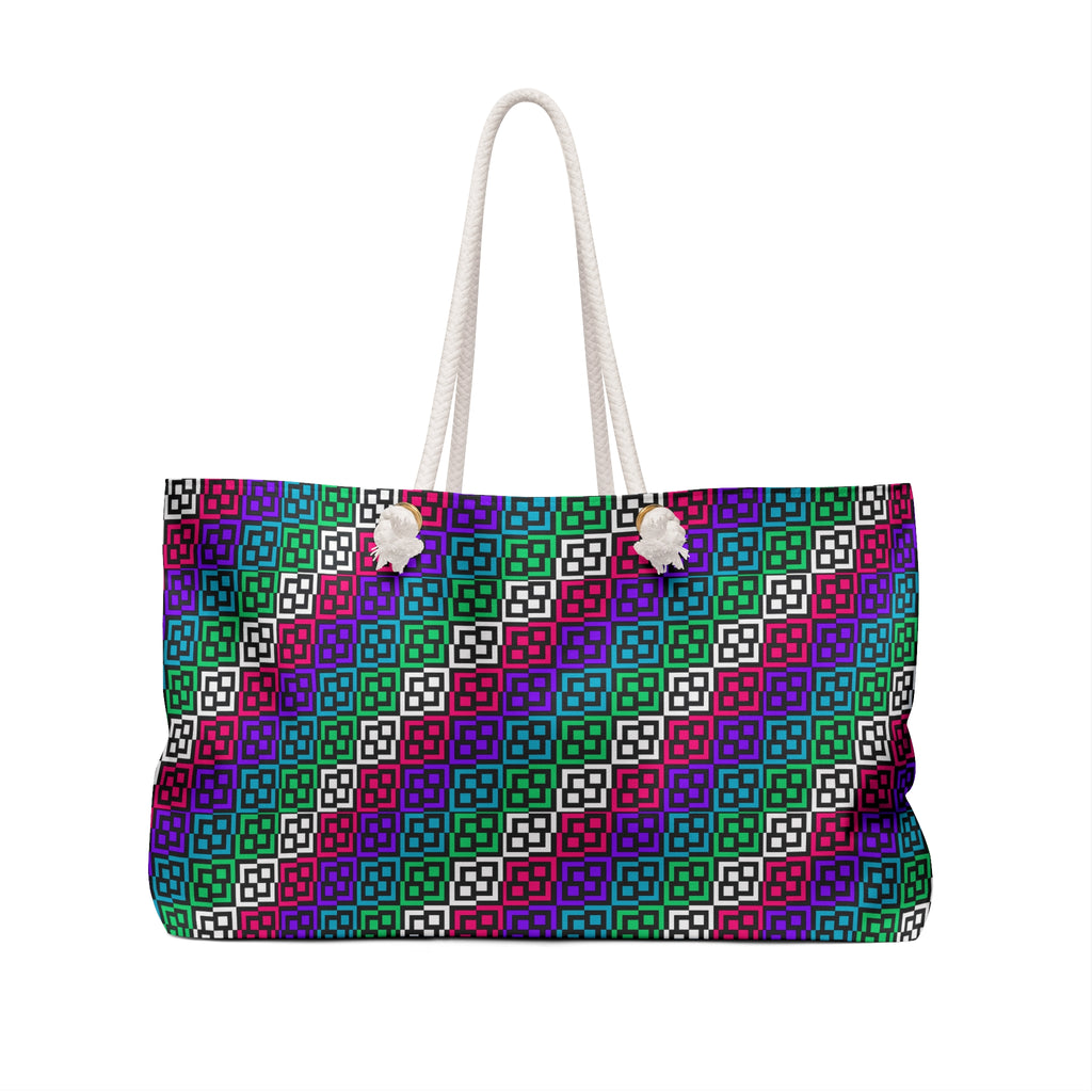 Colorful Geometric Weekender Bag - Travel Tote, Weekend Getaway Bag, Fun Patterned Carryall, Pool Bag, Stylish Gym Tote