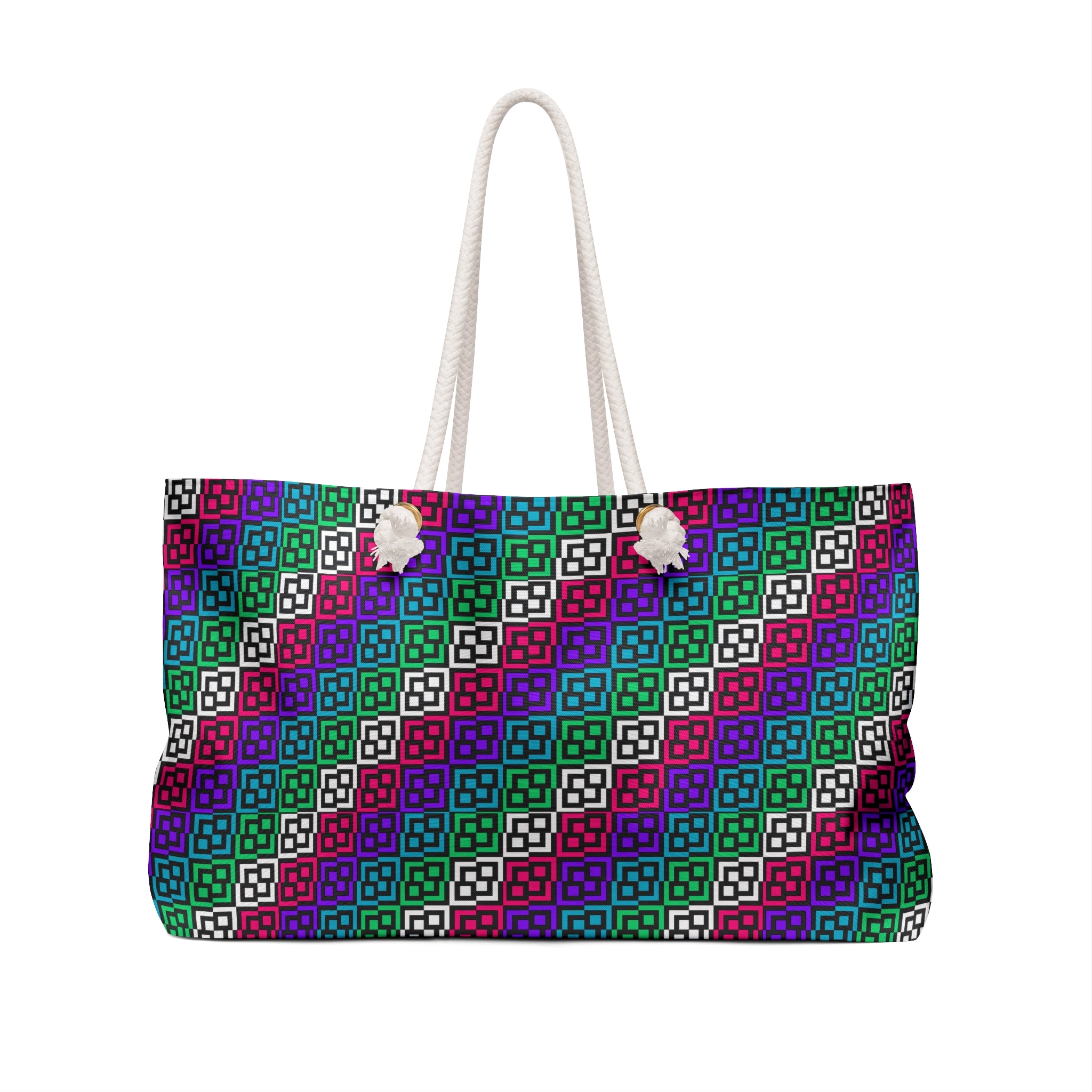Colorful Geometric Weekender Bag - Travel Tote, Weekend Getaway Bag, Fun Patterned Carryall, Pool Bag, Stylish Gym Tote