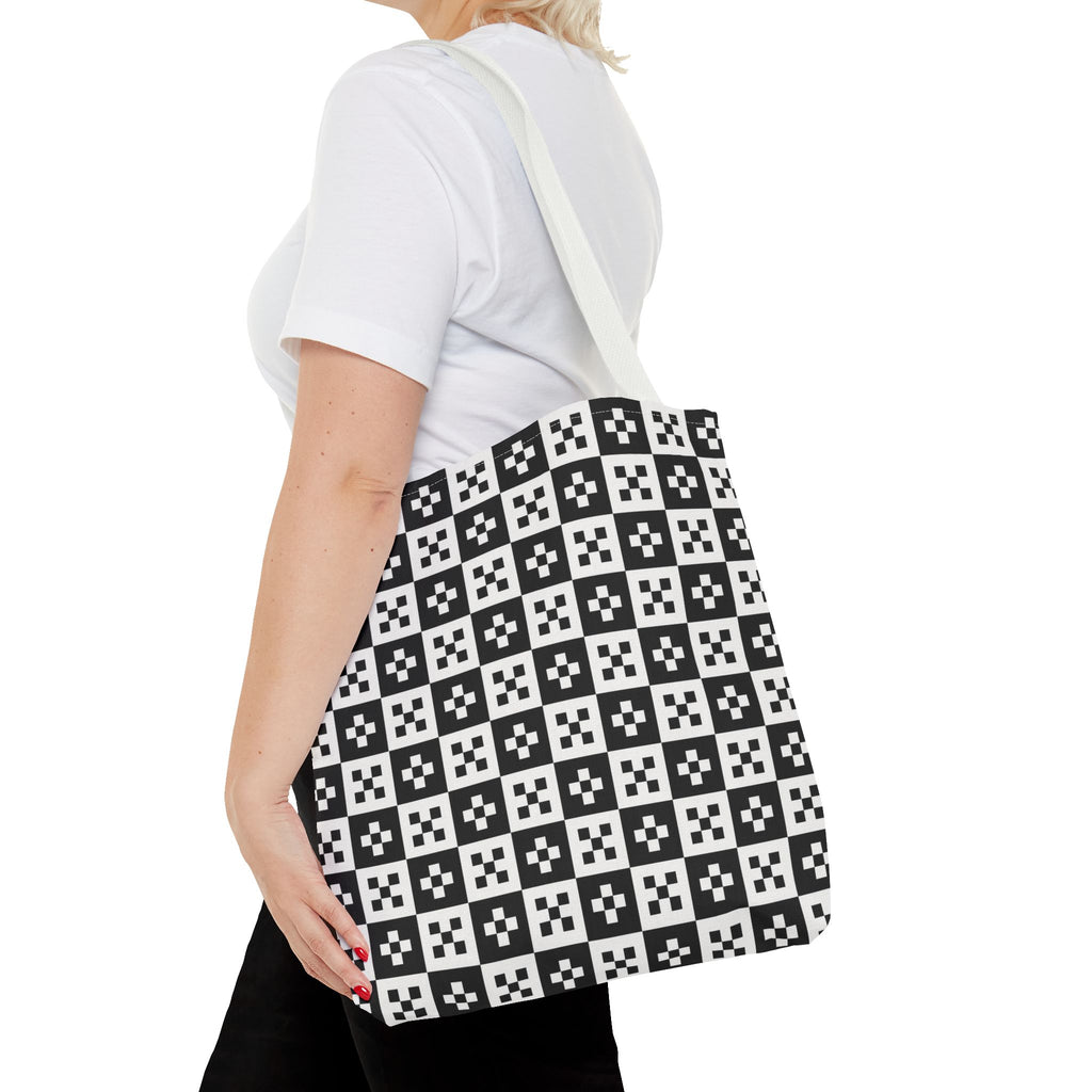 Stylish Checkerboard Tote Bag, Reusable Shopping Tote, Black and White Fashion Bag, Gift for Her, Eco-Friendly Bag, Beach Tote