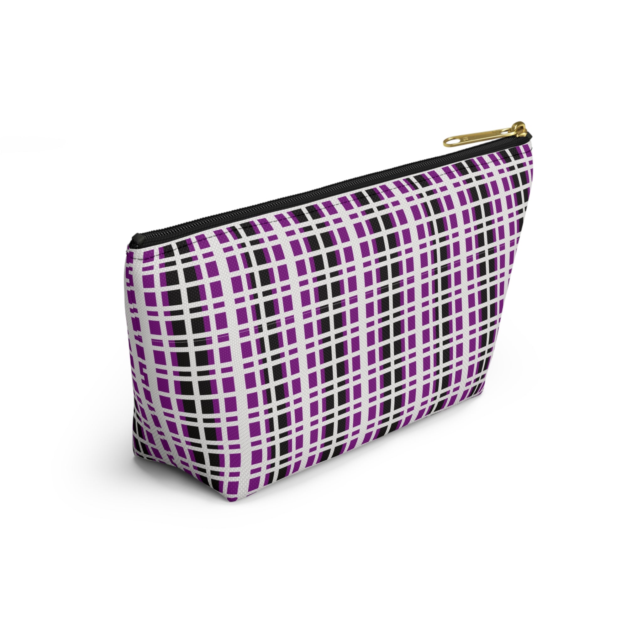 Purple Checkered Accessory Pouch | Makeup Bag, Toiletry Organizer, Travel Clutch, Gift for Her, Stylish Storage
