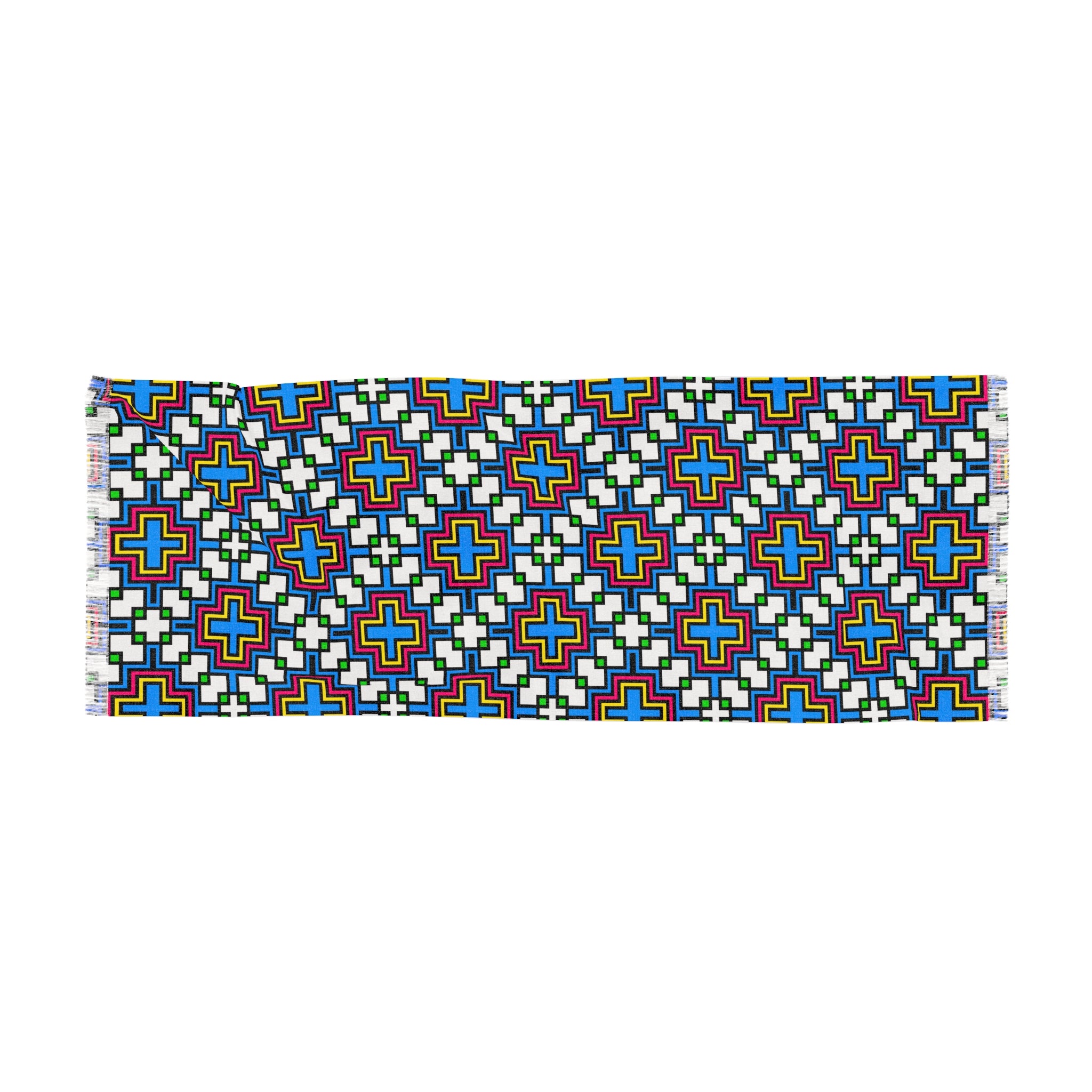 Colorful Geometric Light Scarf, Stylish Wrap for All Seasons, Perfect for Spring/Summer, Boho Chic Accessory, Gift for Her
