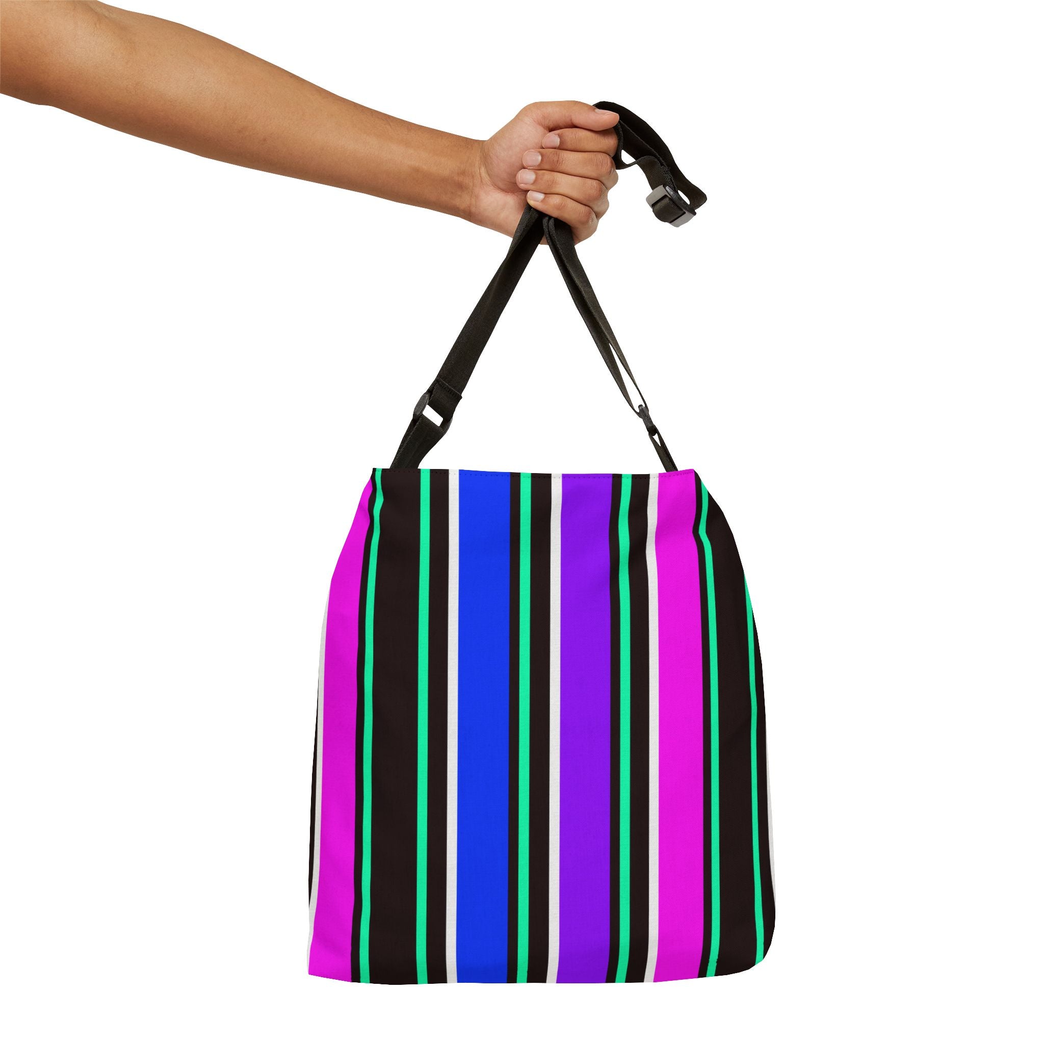 Colorful Striped Adjustable Tote Bag, Casual Everyday Bag, Travel Tote, Gift for Friends, Festival Accessory, Unique Style