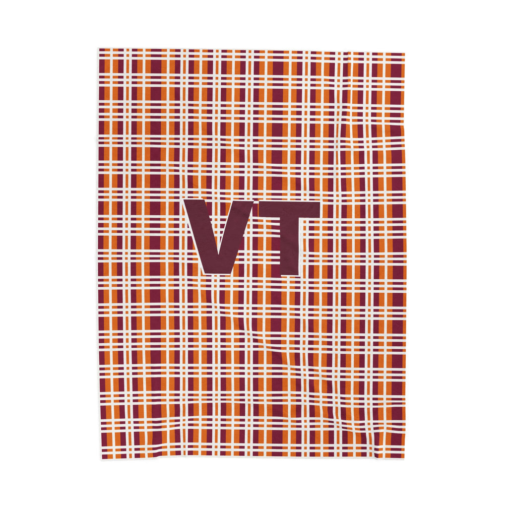 VT Monogram Velveteen Plush Blanket, Cozy Throw for Home, Personalized Gift for Graduates, Snuggle Up for Winter