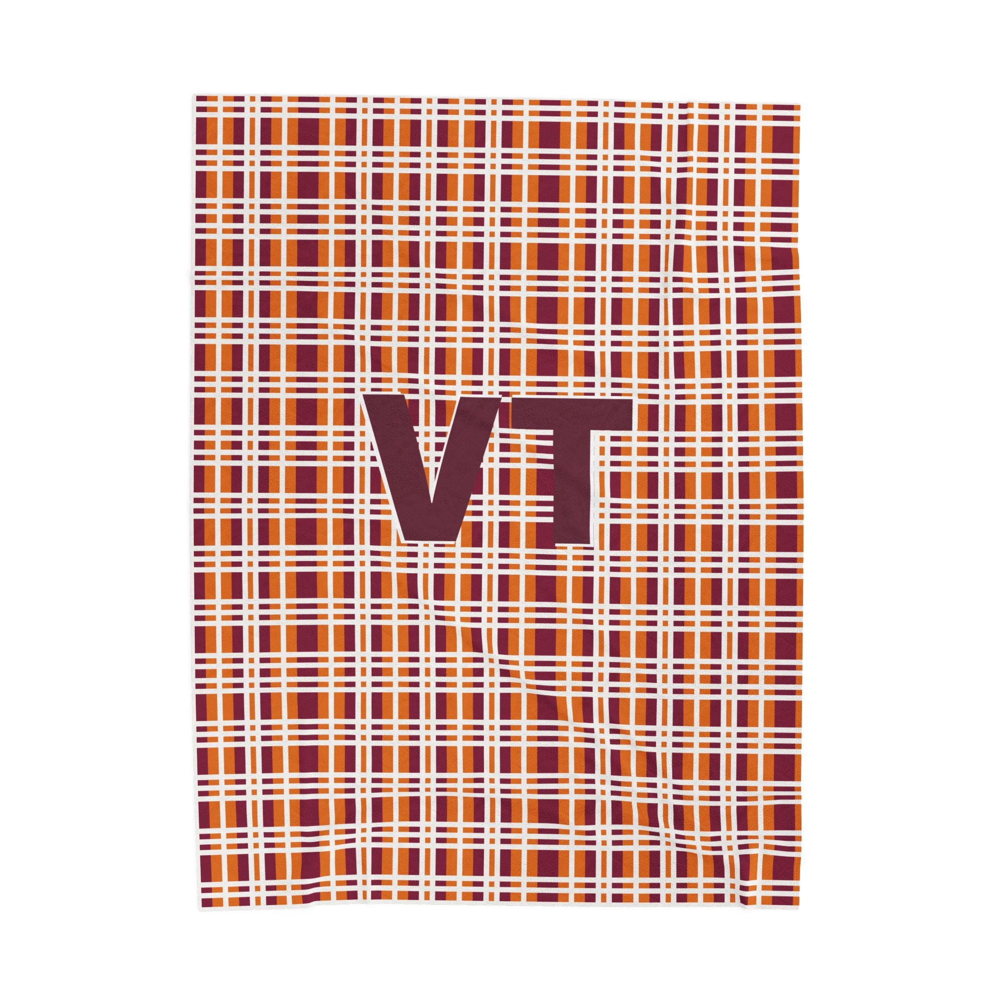 VT Monogram Velveteen Plush Blanket, Cozy Throw for Home, Personalized Gift for Graduates, Snuggle Up for Winter