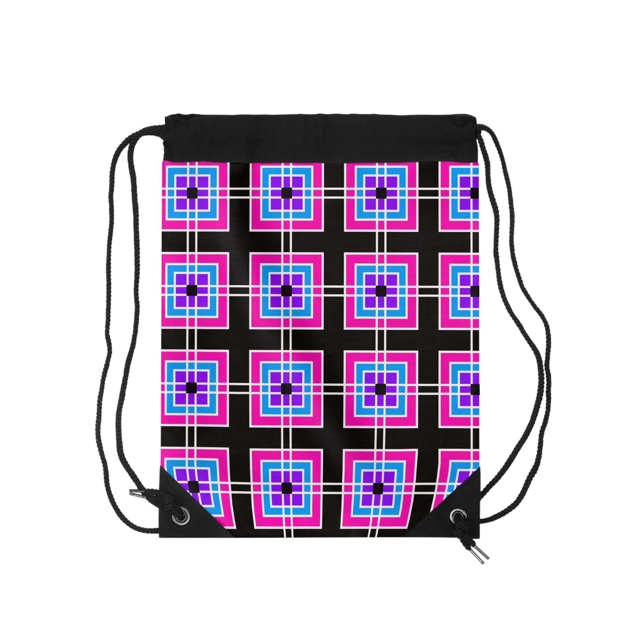 Colorful Geometric Drawstring Bag, Stylish Gym Bag, Tote, Travel Bag, Party Favor, Fun Accessory