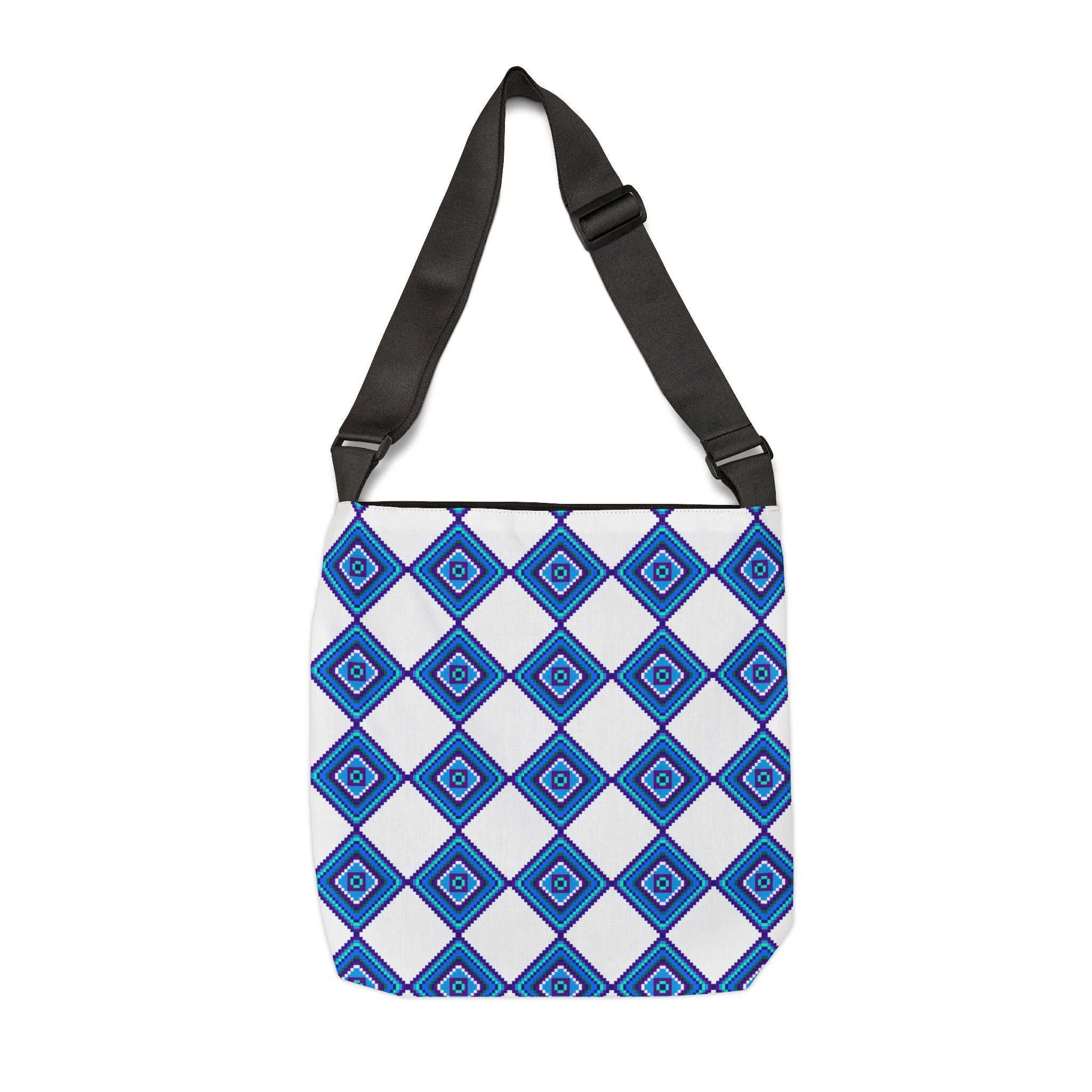 Blue Geometric Pattern Adjustable Tote Bag, Stylish Shopping Bag, Reusable Grocery Tote, Customizable Handbag, Perfect for Gifts, [...]