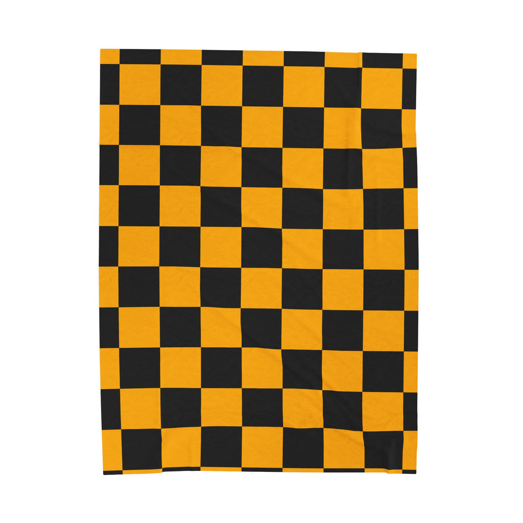 VCU Checkerboard Velveteen Plush Blanket, Cozy Sport Throw, Game Day Blanket, Graduation Gift, Unique Home Decor