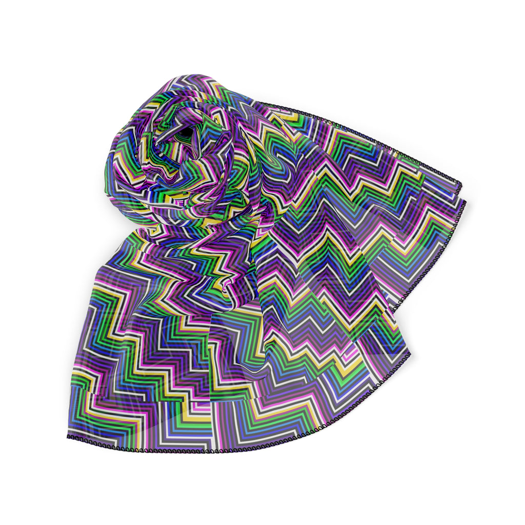 Trendy Zigzag Poly Scarf, Chic Fashion Accessory, Lightweight Wrap, Fall Winter Layering, Unique Gift for Her