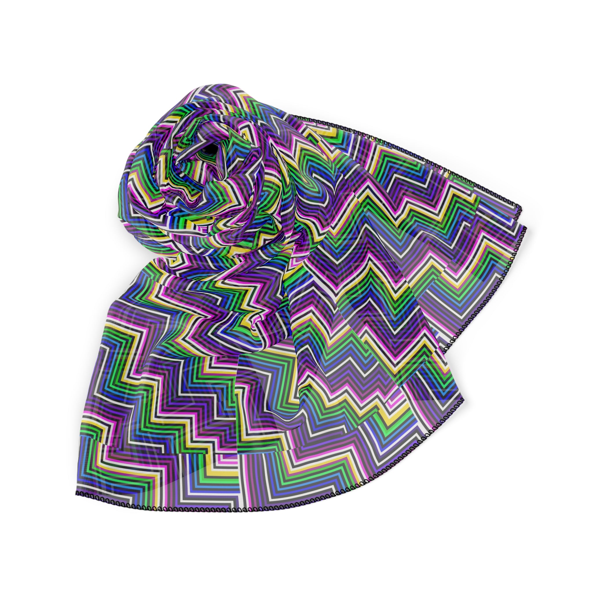 Trendy Zigzag Poly Scarf, Chic Fashion Accessory, Lightweight Wrap, Fall Winter Layering, Unique Gift for Her
