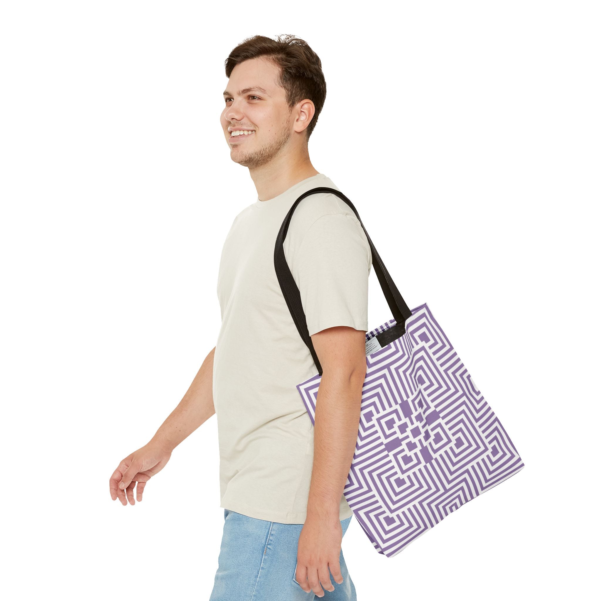 Geometric Pattern Tote Bag - Stylish Reusable Shopping Bag, Eco-Friendly Gift, Fashion Accessory, Purple Art Design, Everyday Use