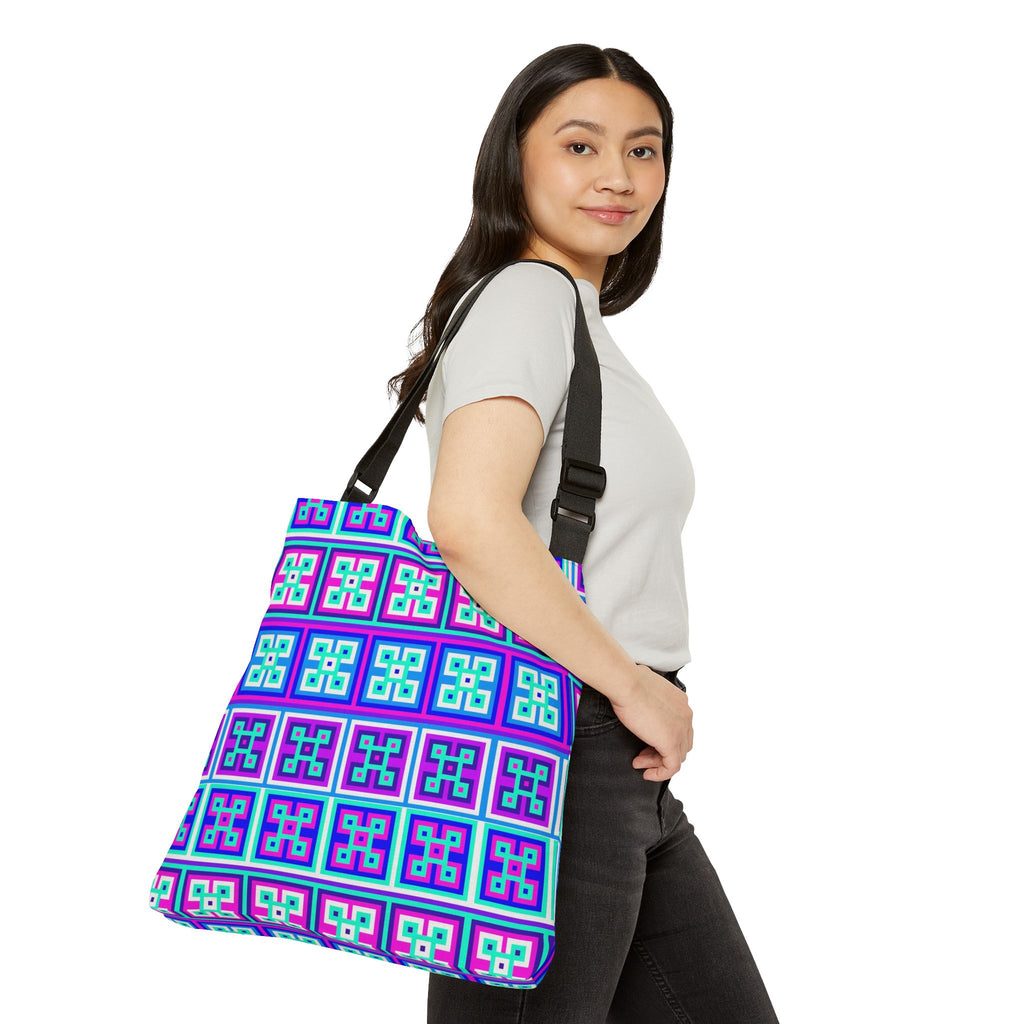 Vibrant Geometric Adjustable Tote Bag, Stylish Bag, Everyday Tote, Eco-Friendly Bag, Shopping Tote, Gift for Her
