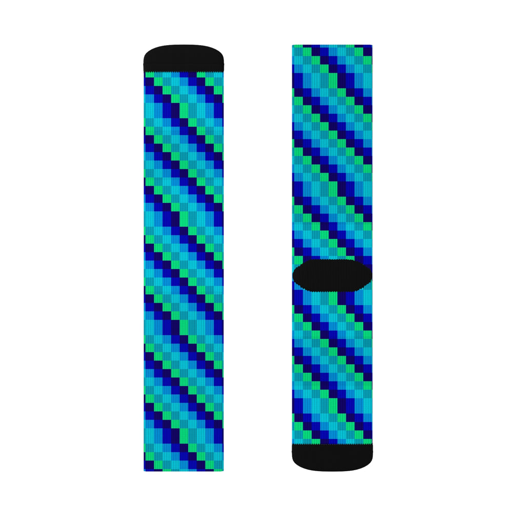 Colorful Geometric Sublimation Socks, Comfortable Fashionable Socks, Unique Gift Socks, Playful Pattern Socks, Cozy Trendy Socks