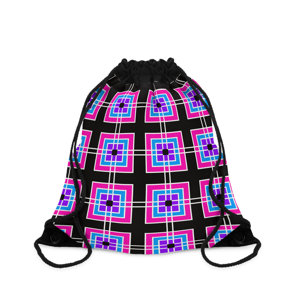 Colorful Geometric Drawstring Bag, Stylish Gym Bag, Tote, Travel Bag, Party Favor, Fun Accessory
