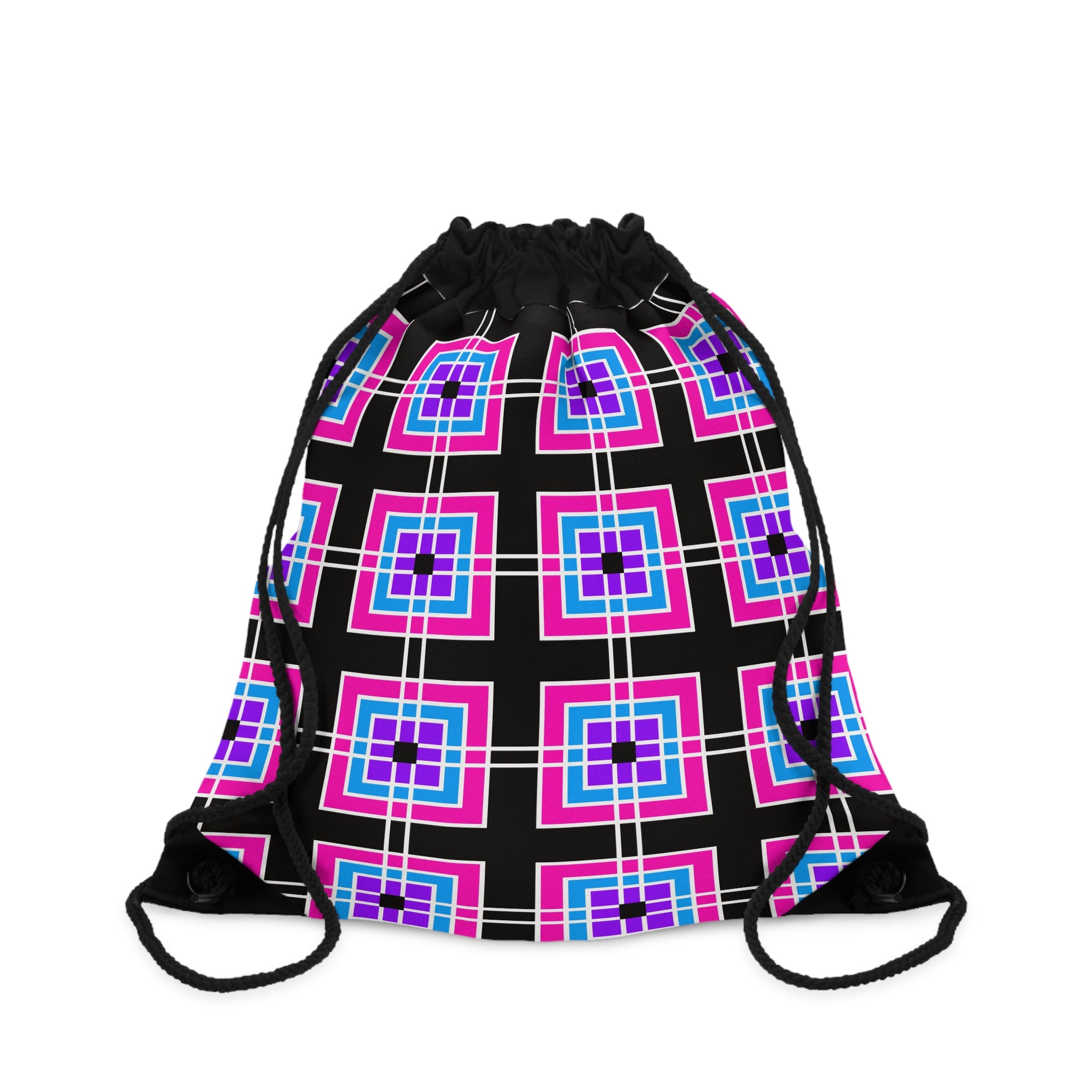 Colorful Geometric Drawstring Bag, Stylish Gym Bag, Tote, Travel Bag, Party Favor, Fun Accessory