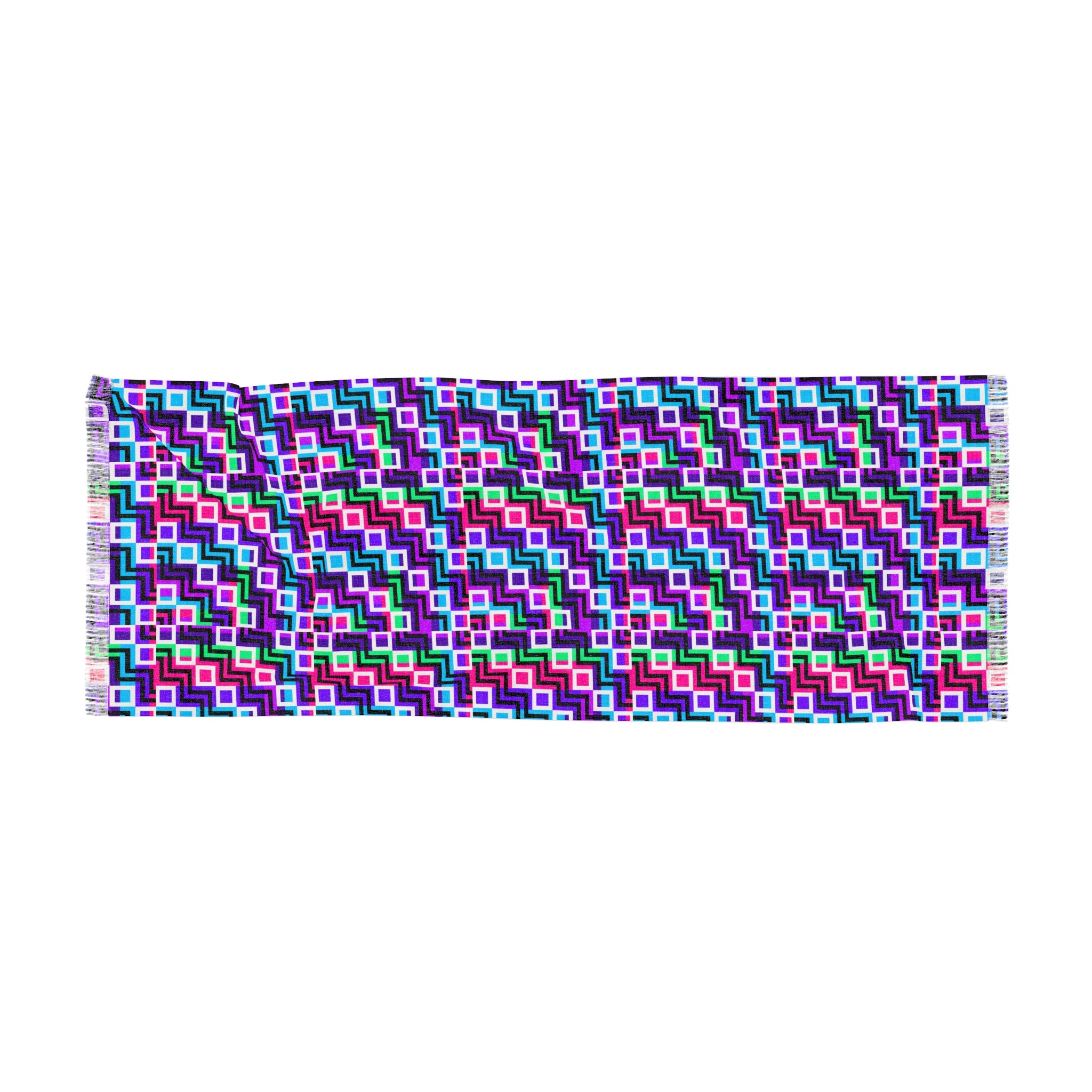 Colorful Geometric Light Scarf, Boho Fashion Accessory for Spring, Summer, Festival Wear, Gift for Her, Casual Wrap