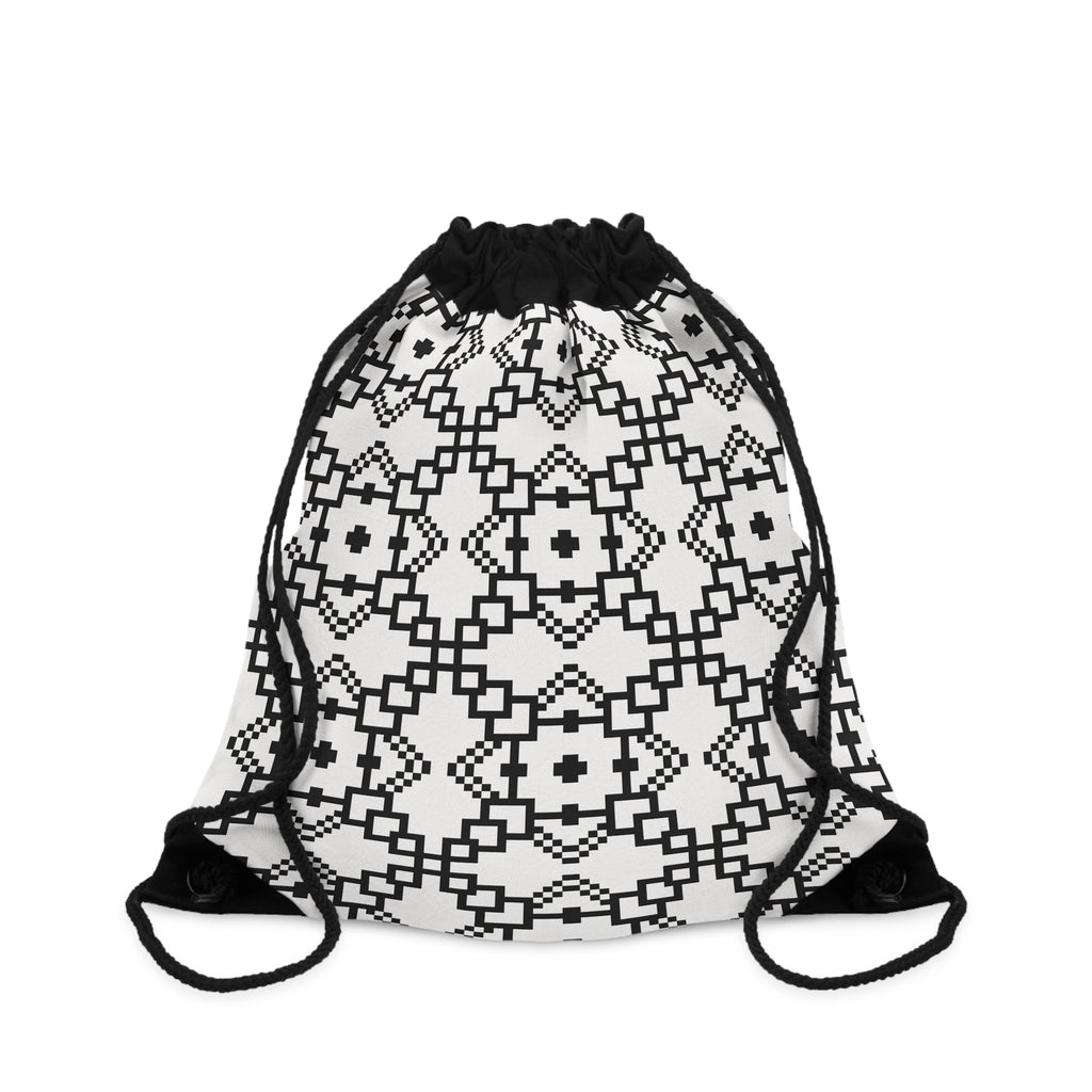 Stylish Geometric Drawstring Bag for Everyday Use, Gym, Travel, School, Gifts, Minimalist Design, Black and White Pattern